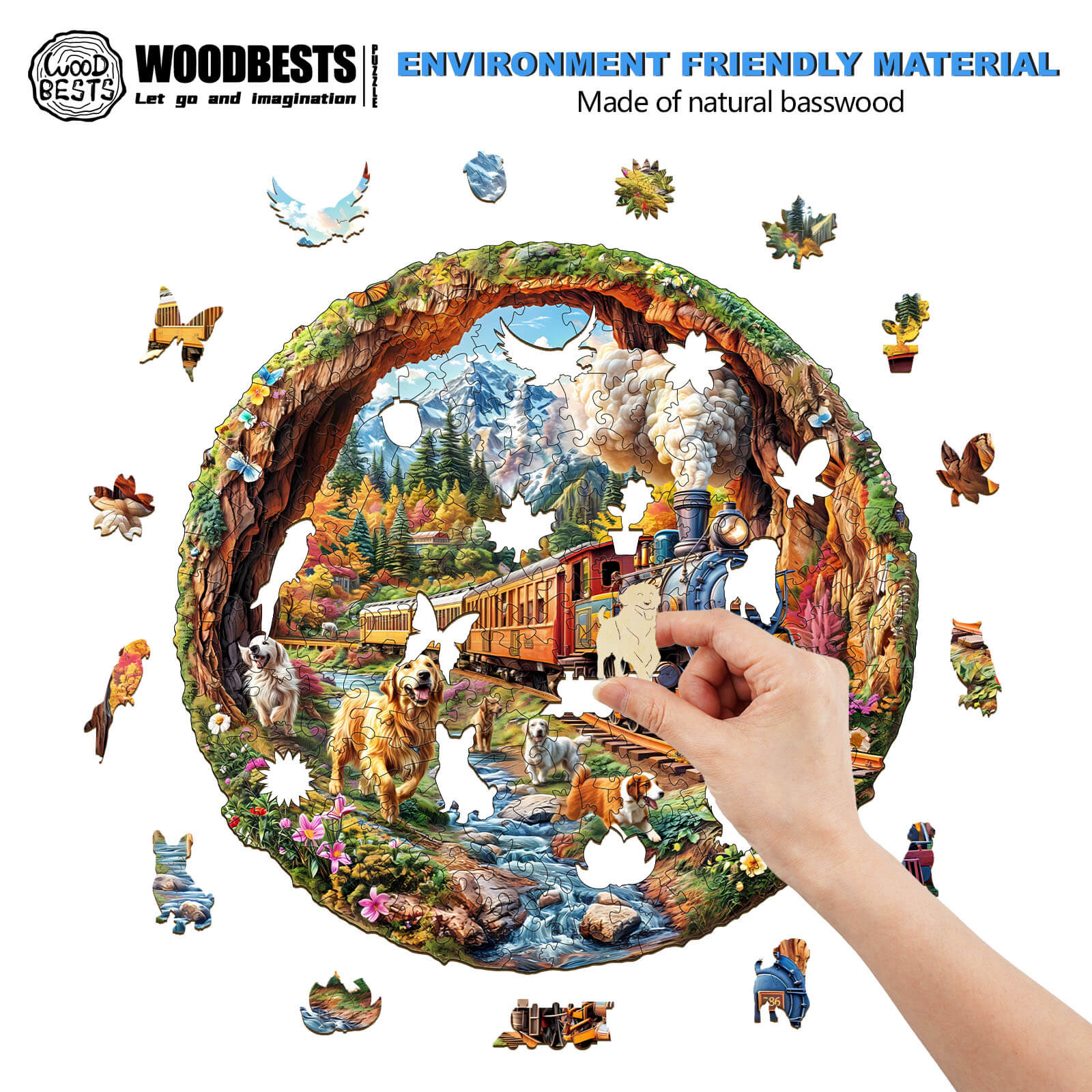 3D Racing the Train-1 Wooden Jigsaw Puzzle