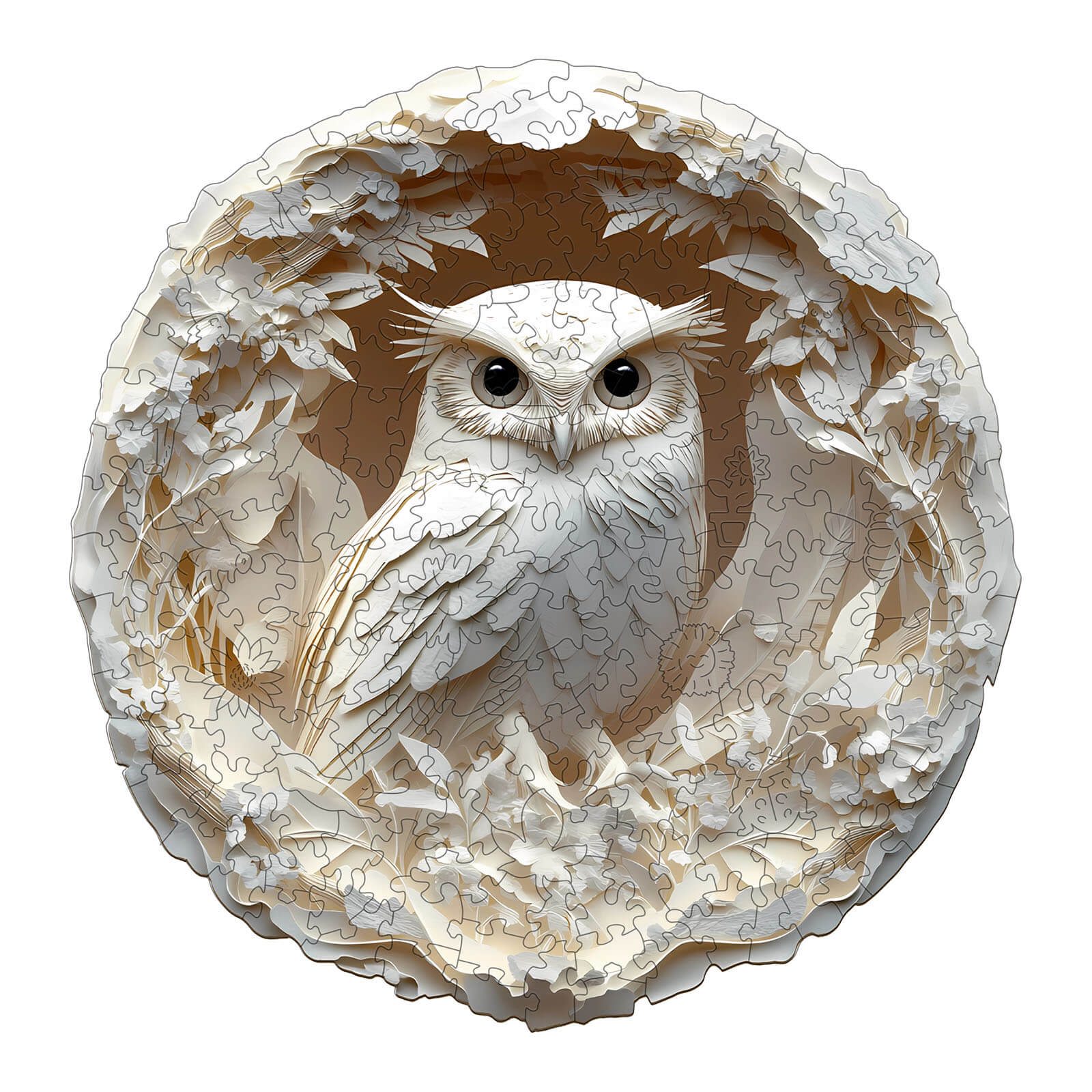 Paper Carved Owl Wooden Jigsaw Puzzle
