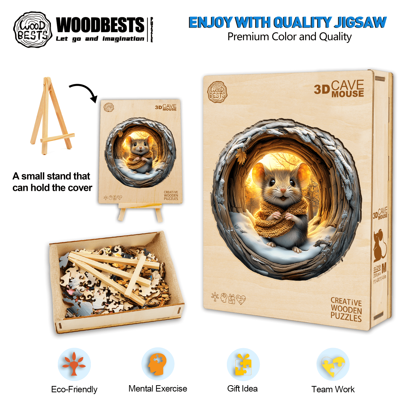 3D Cave Mouse Wooden Jigsaw Puzzle