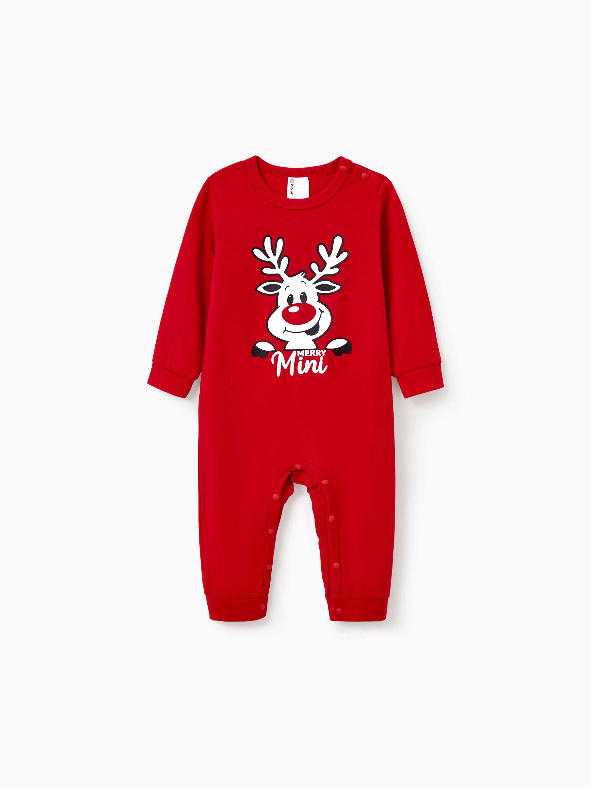 Christmas Matching Family Pajamas Set Glow In The Dark Reindeer Print PJS with Christmas Socks Red
