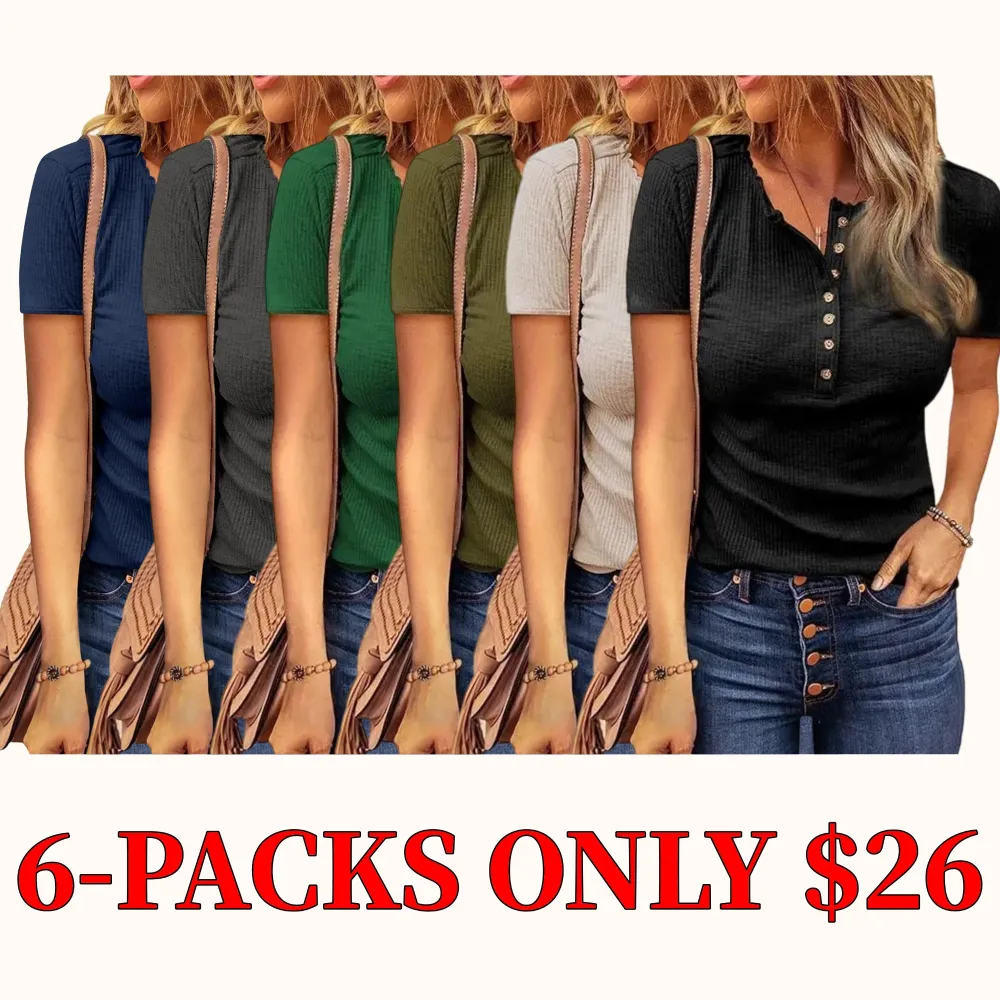 Women's 2026 Summer Henley Collar Short Sleeve