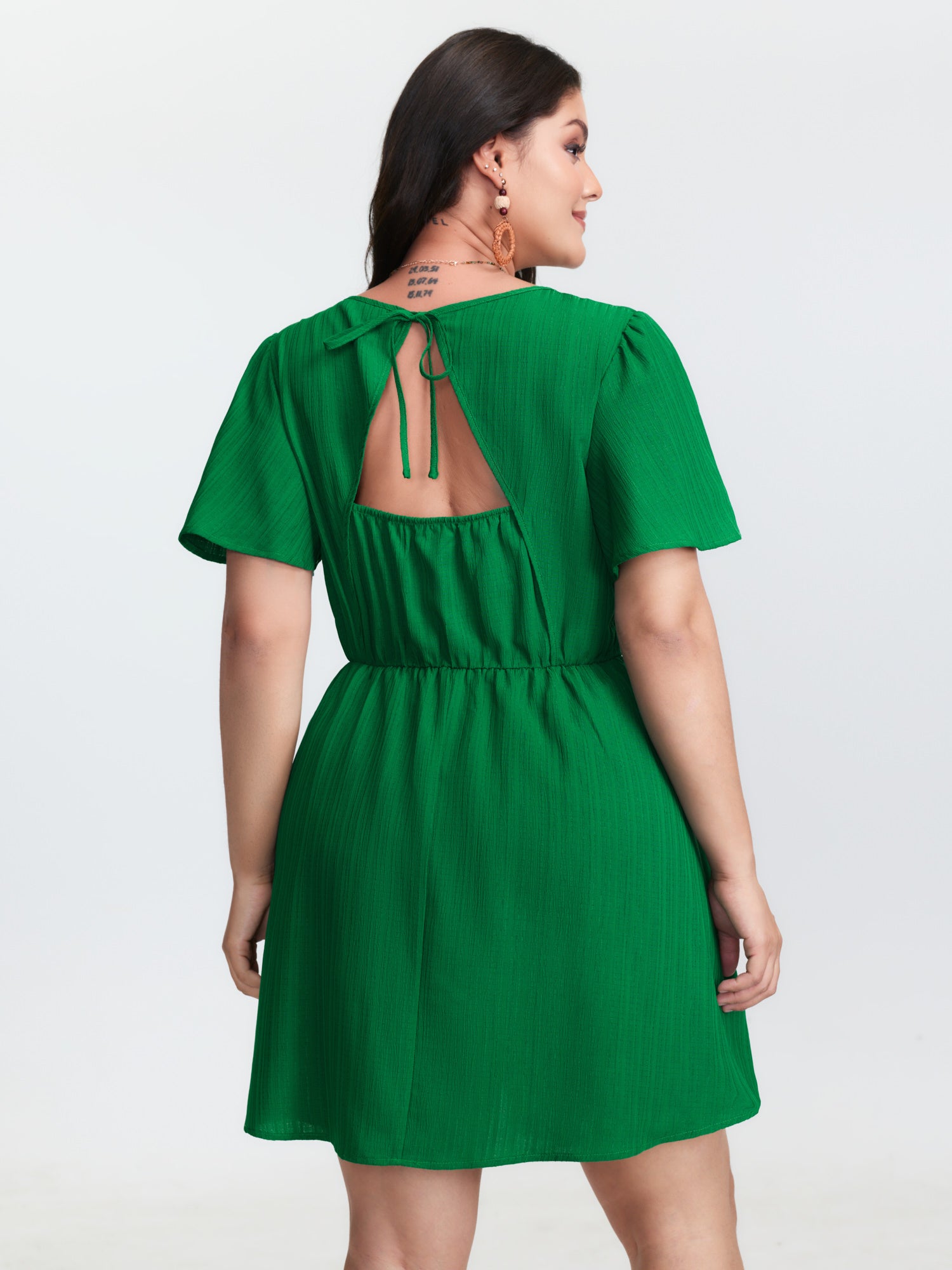 V-Neck Plain Built-in Bottoms Mini Dress