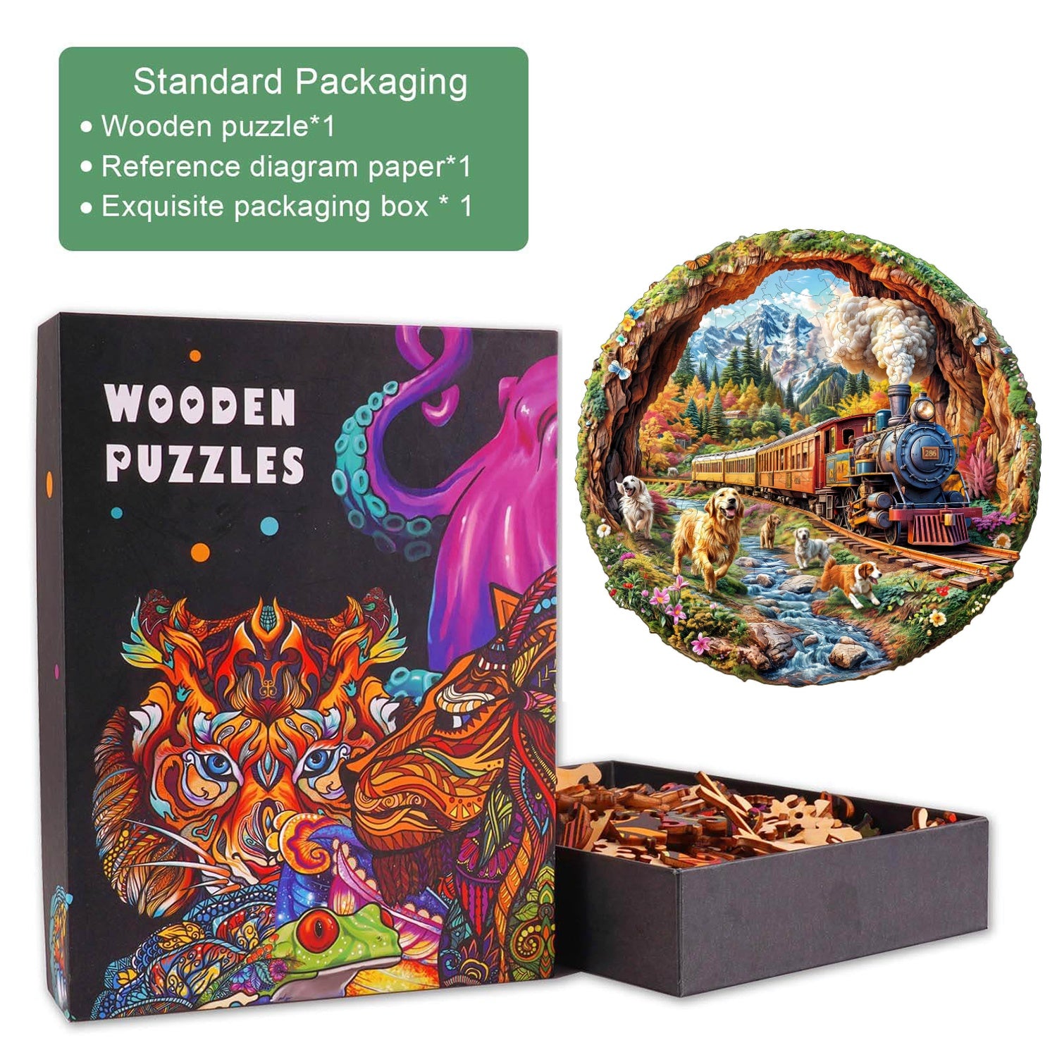 3D Racing the Train-1 Wooden Jigsaw Puzzle