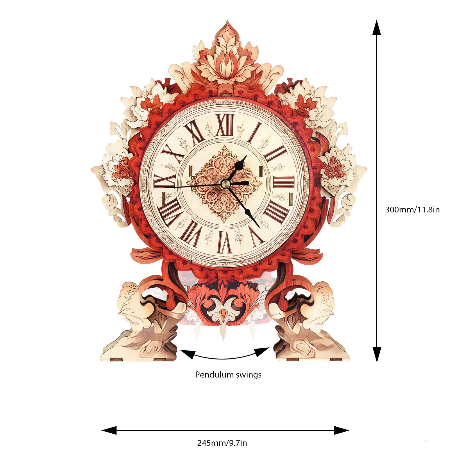 Fire Flame Flower– DIY Wooden Clock, 3D Puzzle Craft Kit