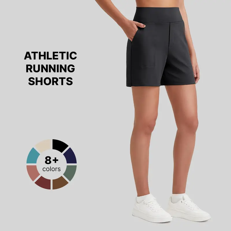 Women's athletic shorts - high-waisted running and yoga shorts (with pockets)