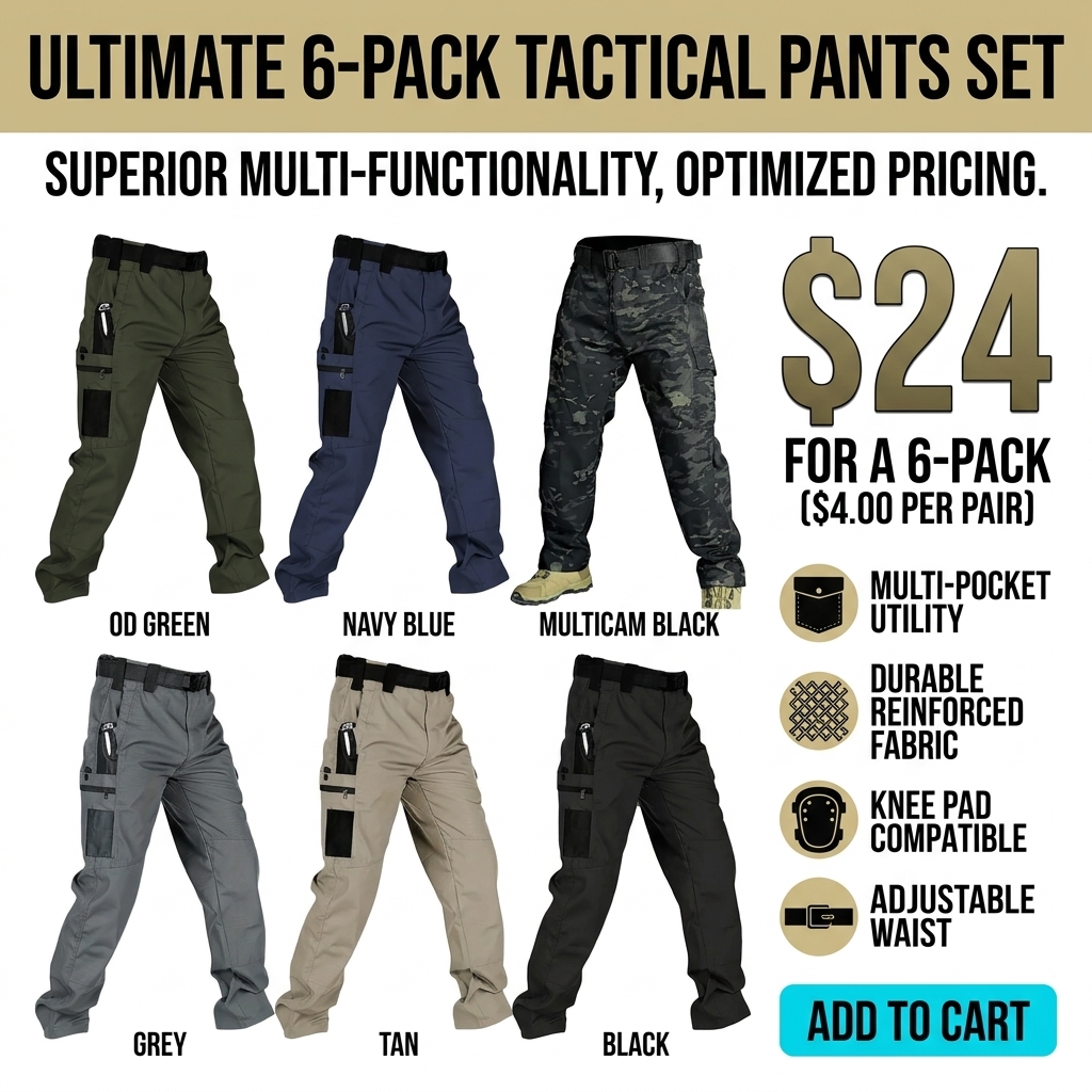 Men's Solid Color Tactical Work Pants,230g/m² new fabric，with Multiple Pockets and Zipper Closures, Durable Outdoor Training Pants, Available in Multiple Colors