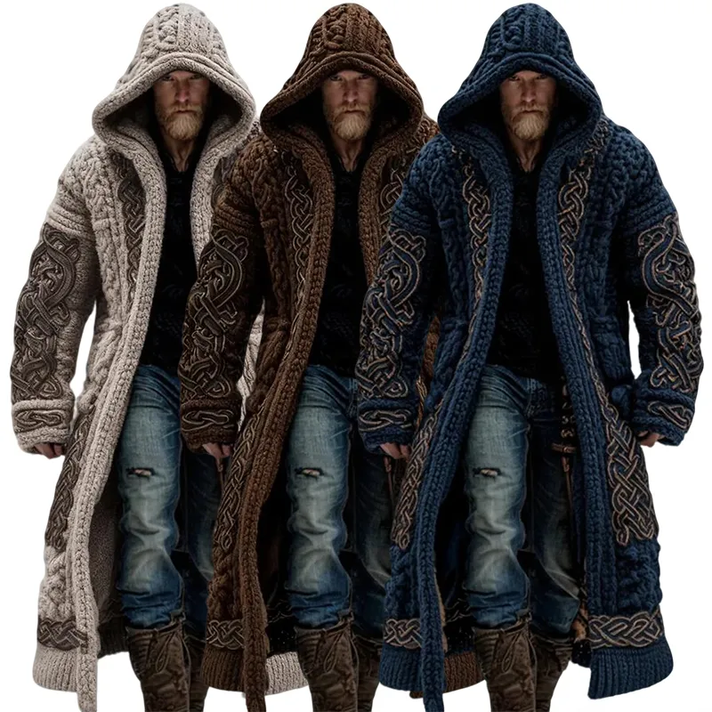 Men's Viking Celtic Pattern Art Cozy Hooded Sweater