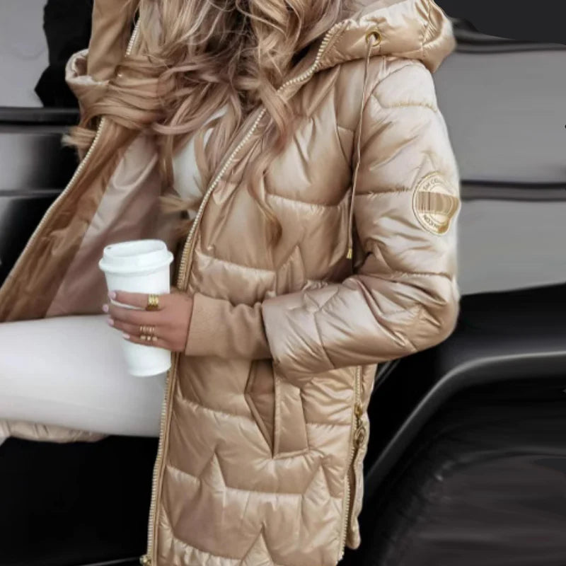 Women's Winter Warm Hooded Coat in Mid-Length