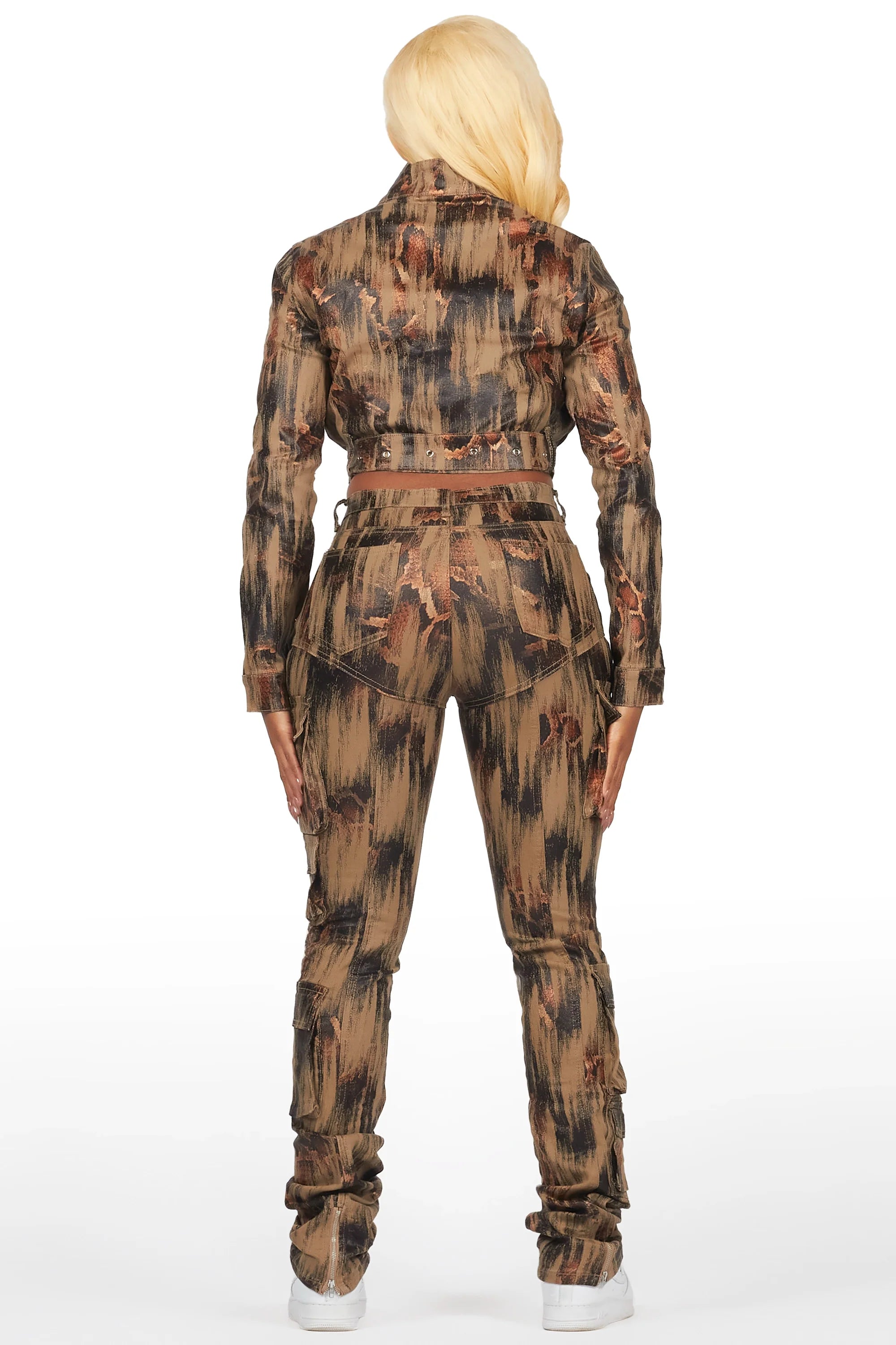 Nakedra Taupe Snakeskin Faux Leather Moto Jacket