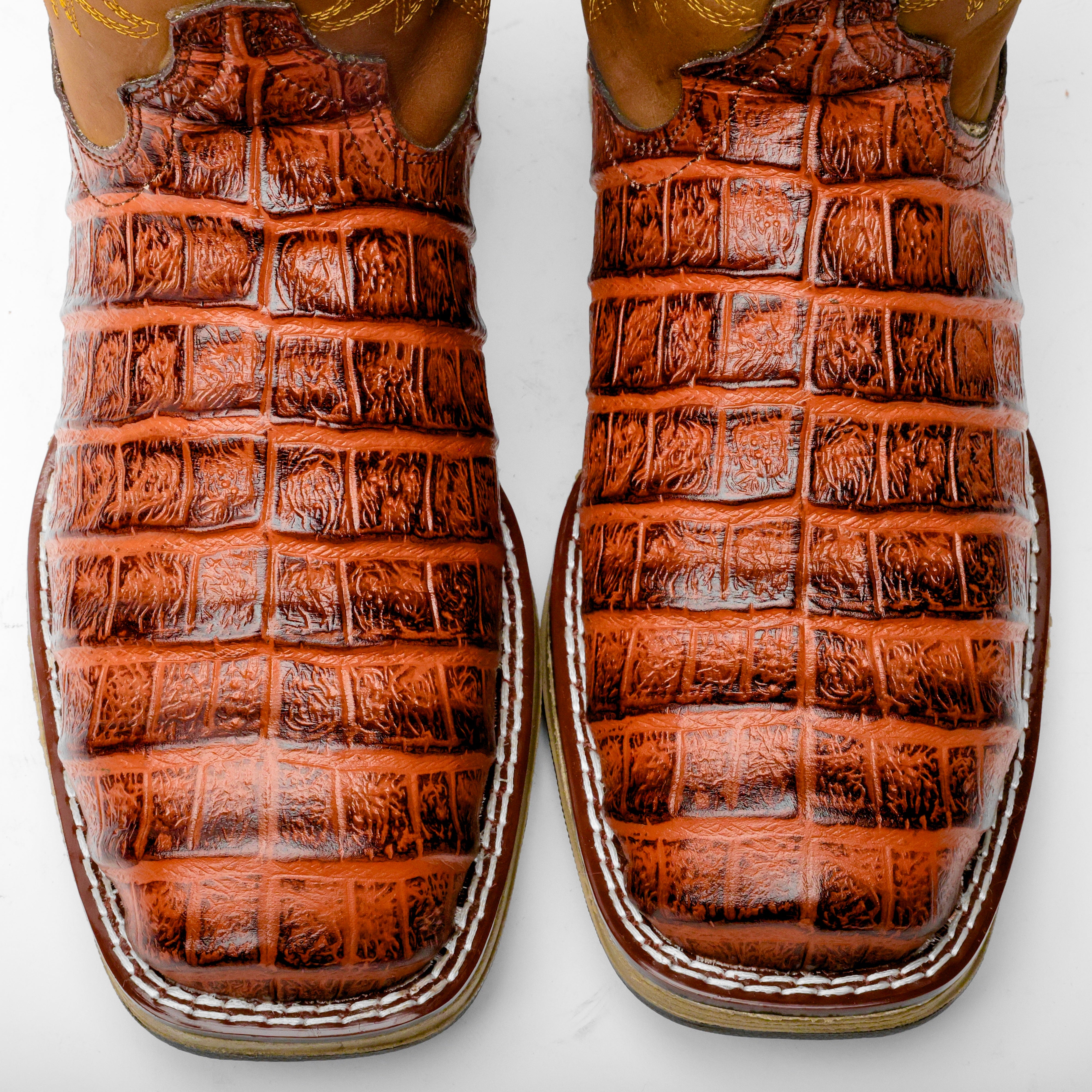 Cognac Caiman Belly Leather Boots With 3D Lightweight Sole - Composite Toe