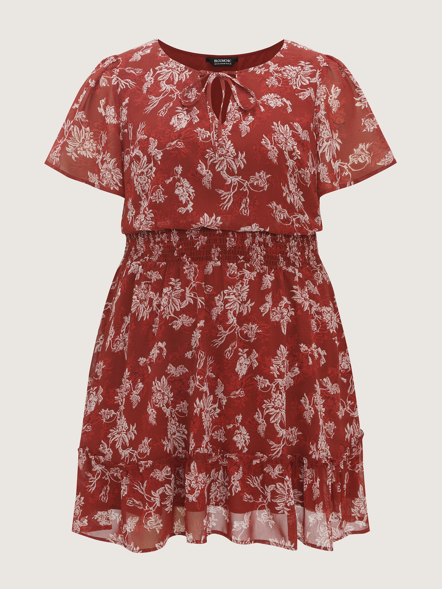 Floral Print Shirred Waist Mini Dress