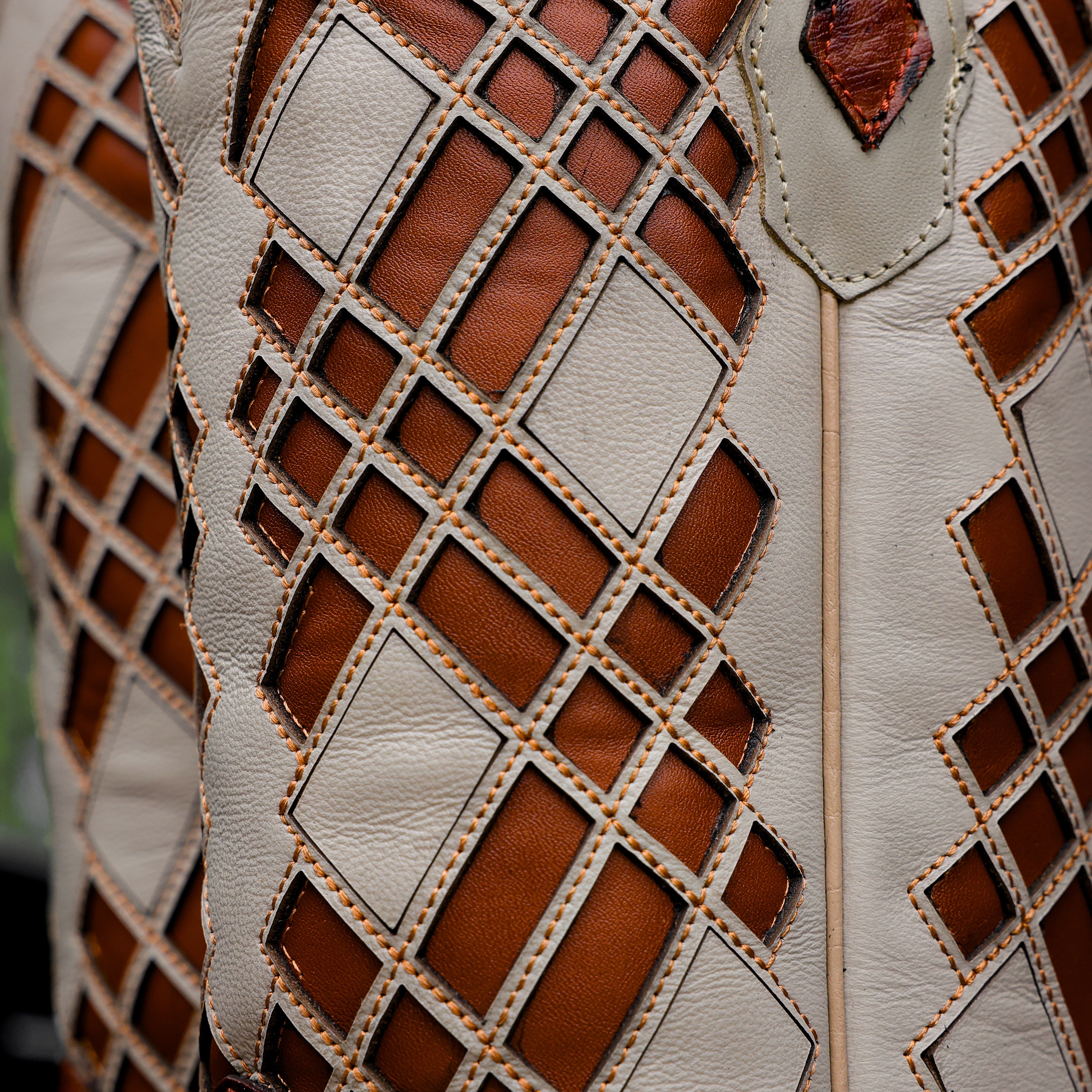 Cognac Ostrich Leather Boots - Square Toe