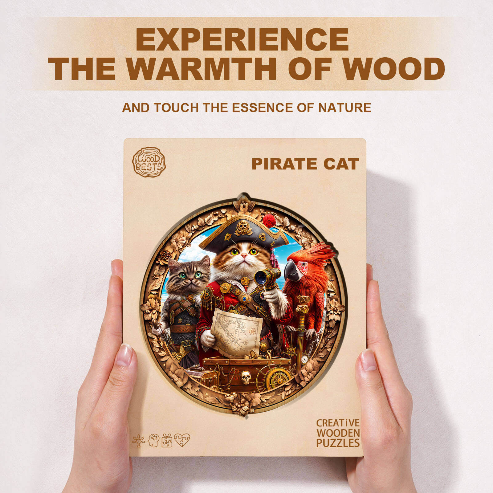 Pirate Cat Wooden Jigsaw Puzzle