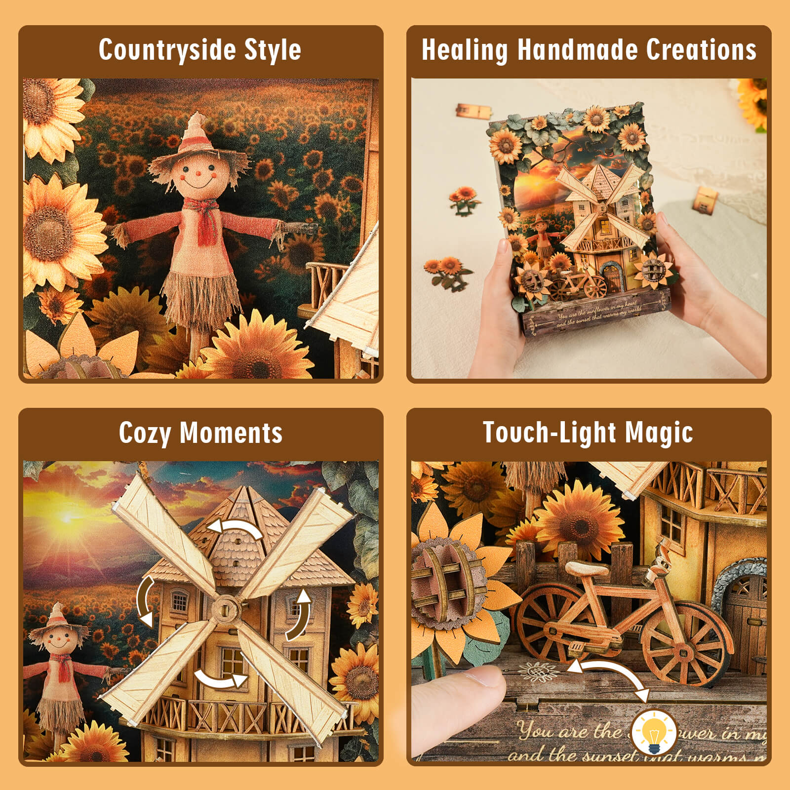 Sunlit Fieldscape – DIY Wooden Painting, 3D Puzzle Craft Kit