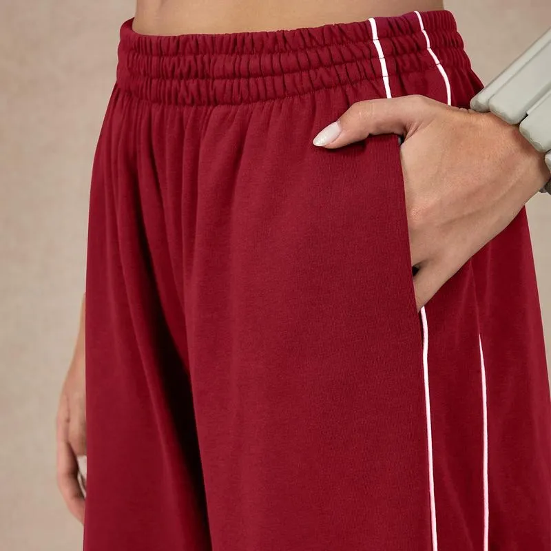 Women's Baggy Wide-Leg Pants – Pocket Design, Elastic Waist & Side