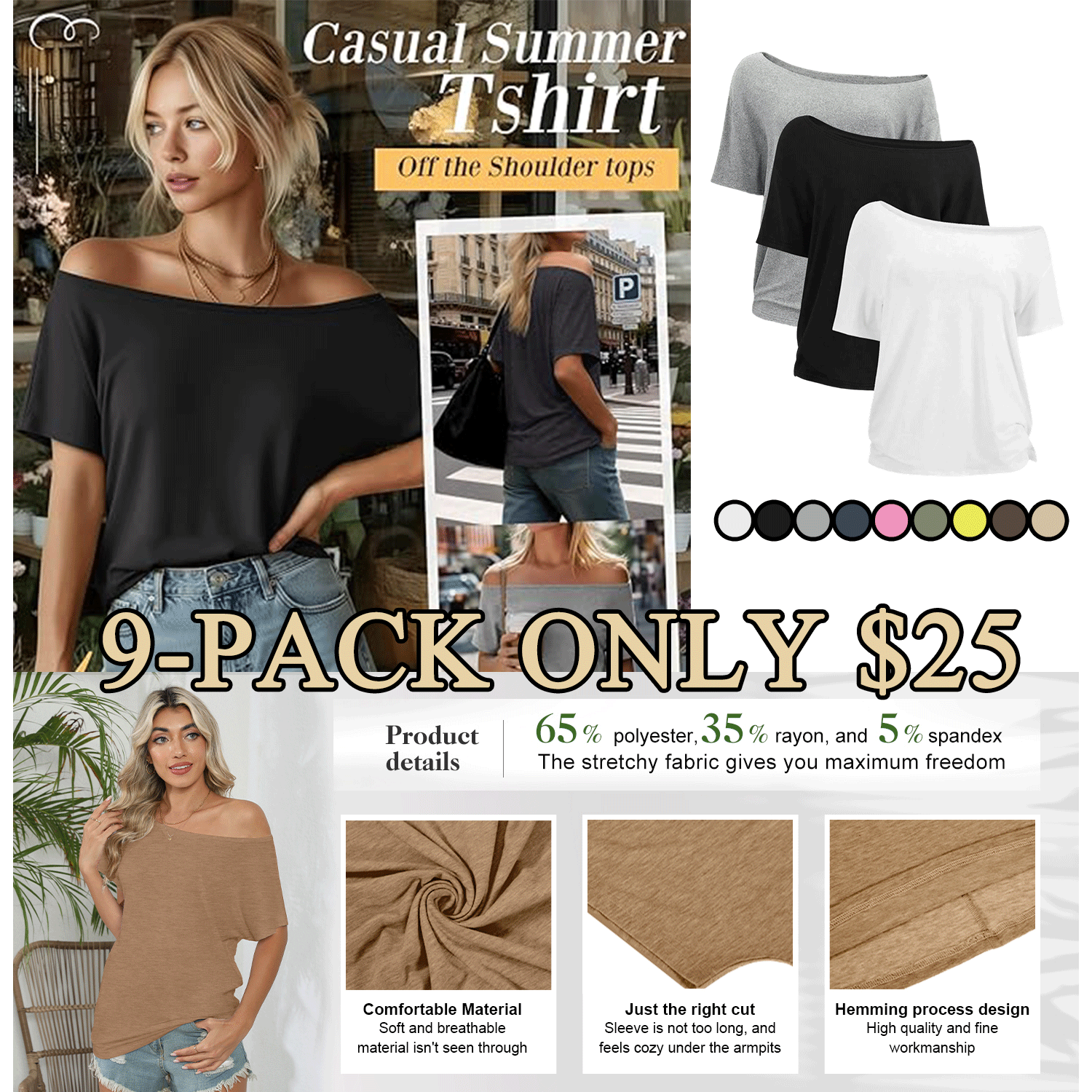 Women’s Everyday Solid Color Basic Tee – Casual Short Sleeve Shirt