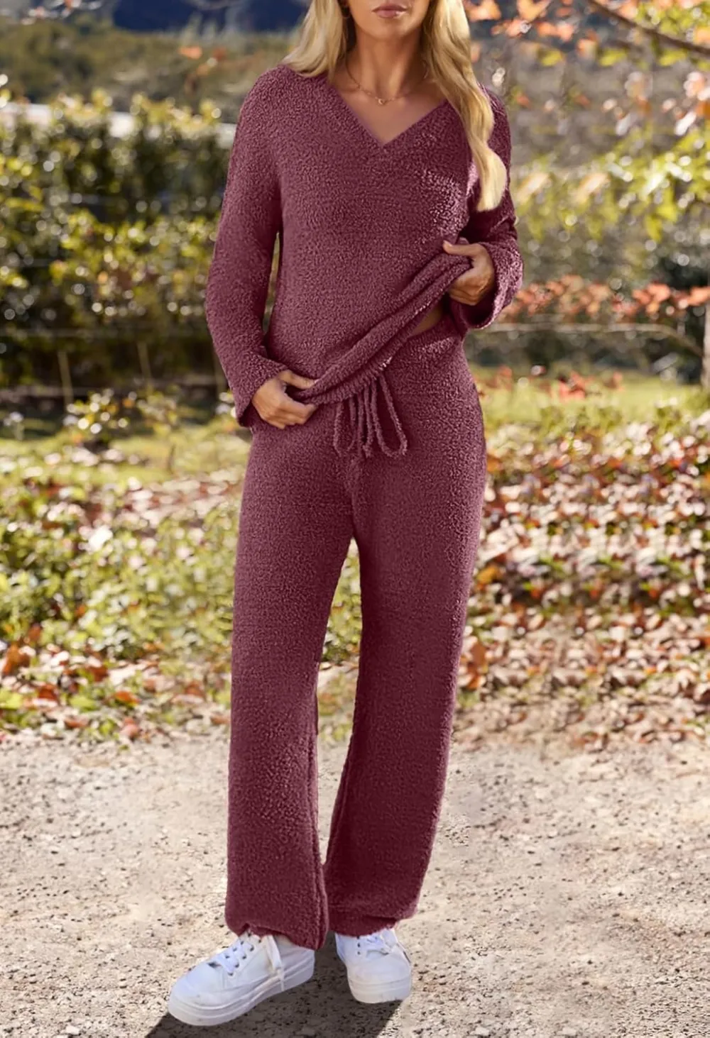 Women's Lounge Sets 2025 Fall Fashion 2 Piece Outfits Sweater Pajama Set