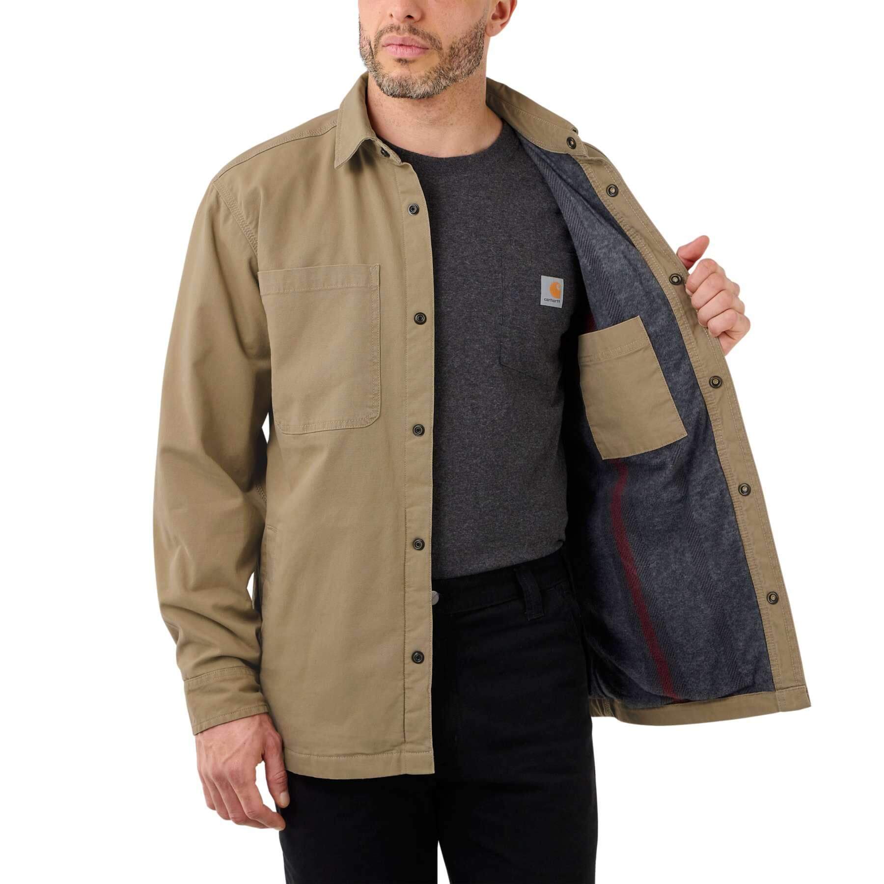 CHT Rugged Flex Relaxed fit Canvas Fleece Lined Snap-Front Shirt Jacket 105532