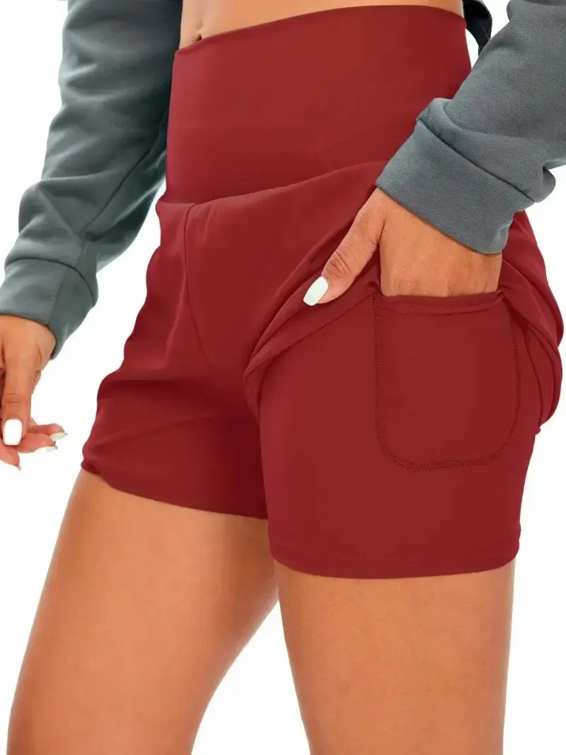 💝Last day promotion-⏰[2-in-1 Anti-Exposure Sports Shorts] Women's 2-in-1 Sports Shorts, Anti-Exposure Running Shorts With Pockets 5''-Longer Length