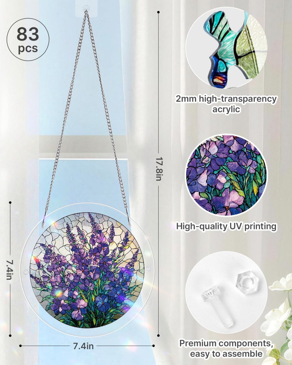 Acrylic Jigsaw Puzzle Suncatcher - Violet Garden Grace