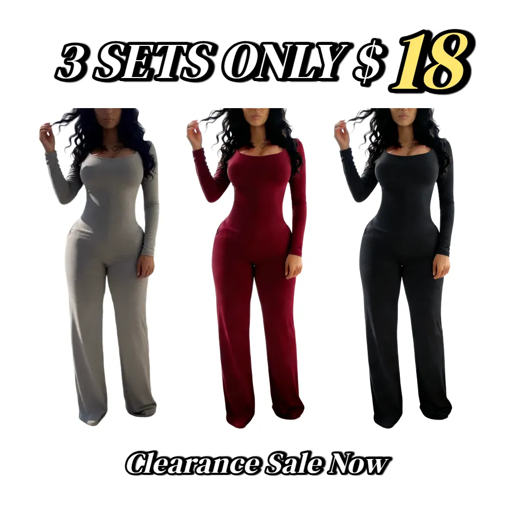 Women's Sexy Plain Long Sleeve Jumpsuit