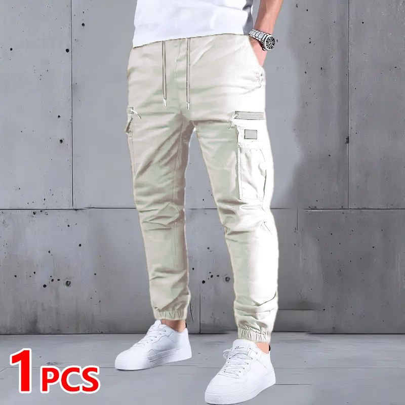 Men’s Drawstring Cargo Pants – Multi-Pocket Casual & Outdoor Work Pants