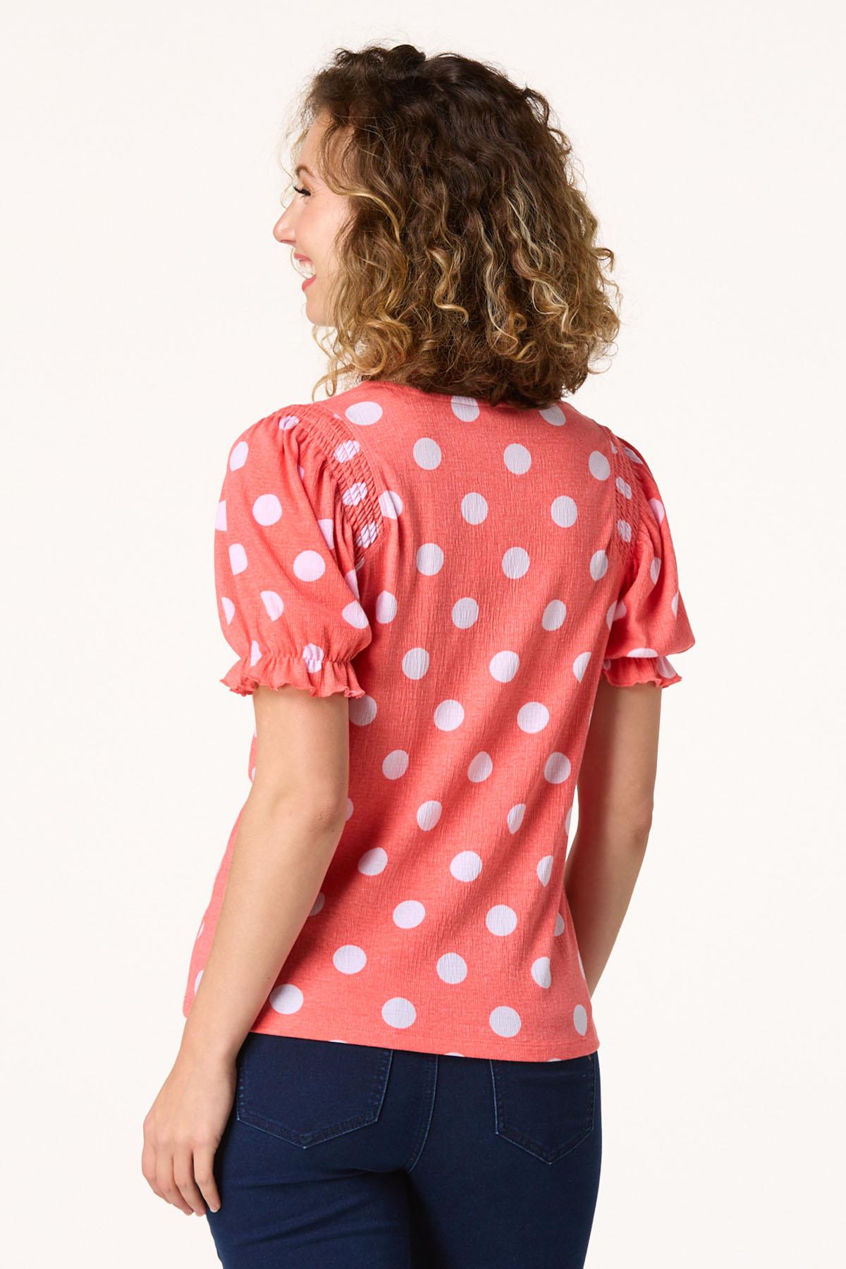 Dotted Smocked Shoulder Top