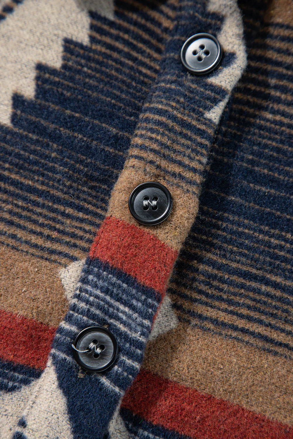 Western Aztec Collared Button-up Sweatshirt