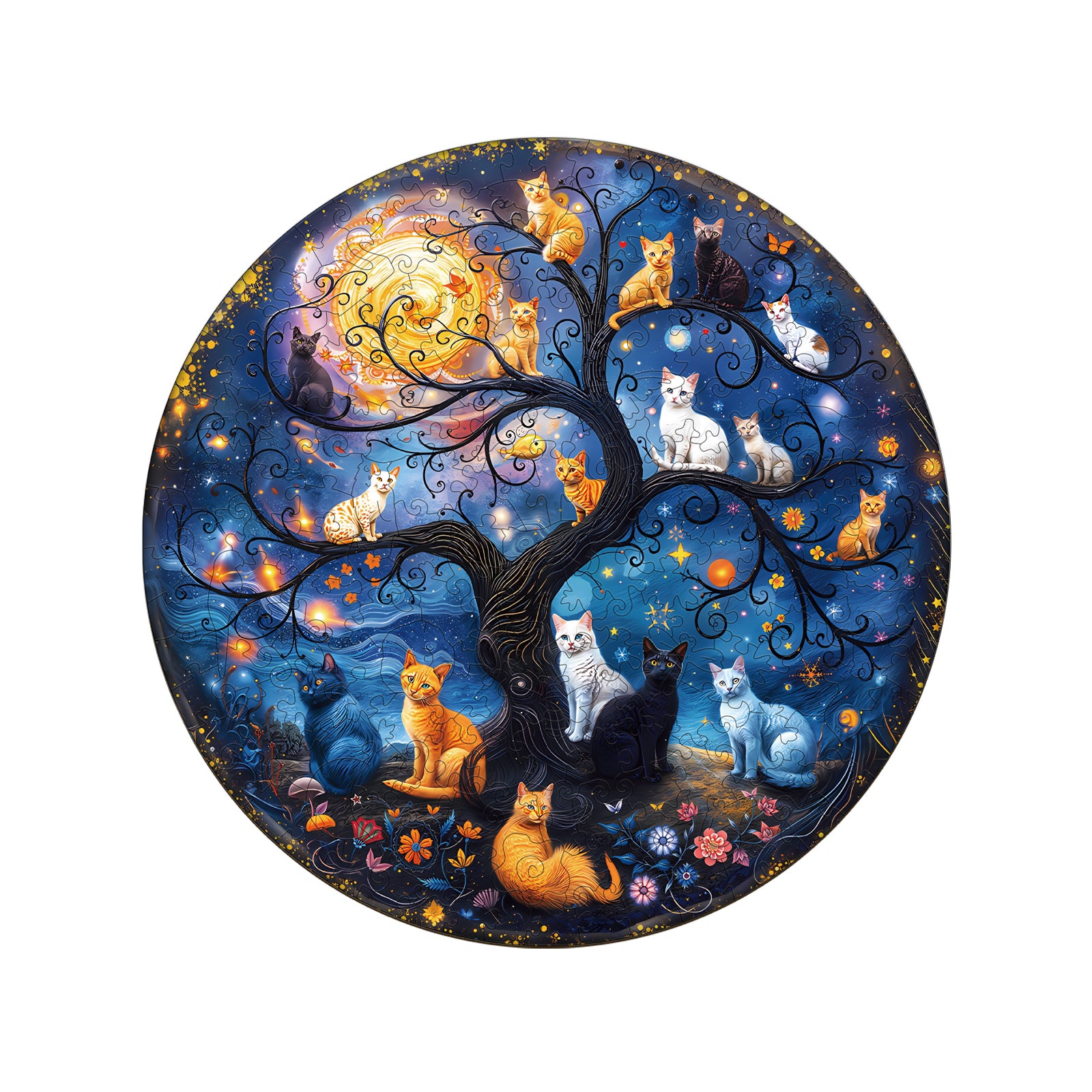 Tree And Cat Wooden Jigsaw Puzzle