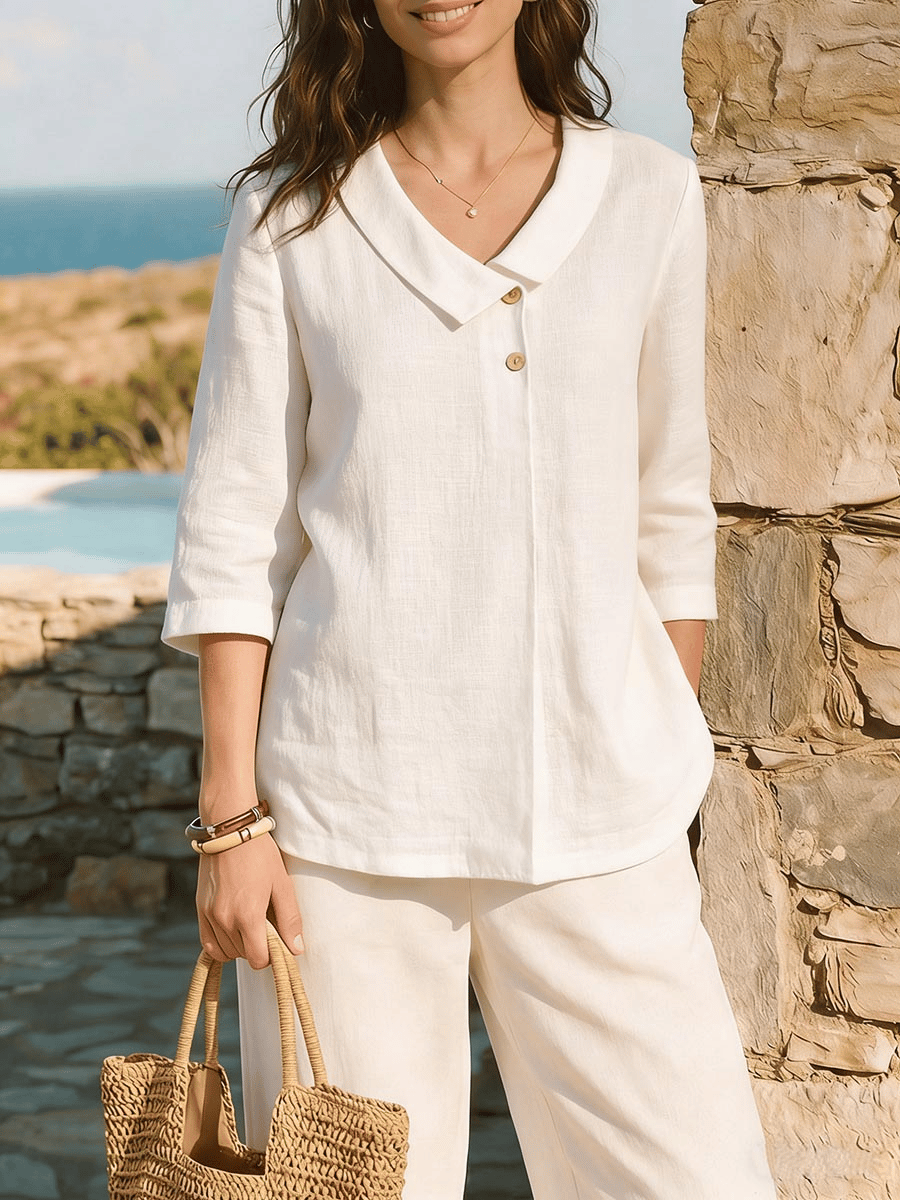 Women's Retro Solid Color Casual Shirt- Fast Shipping