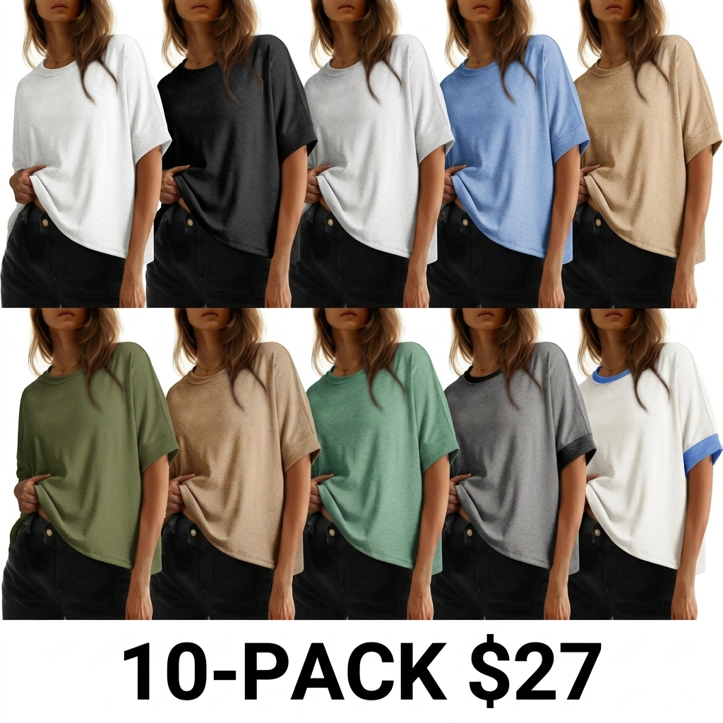 Women's Oversized Basic Tee – Soft Breathable Short Sleeve T-Shirt