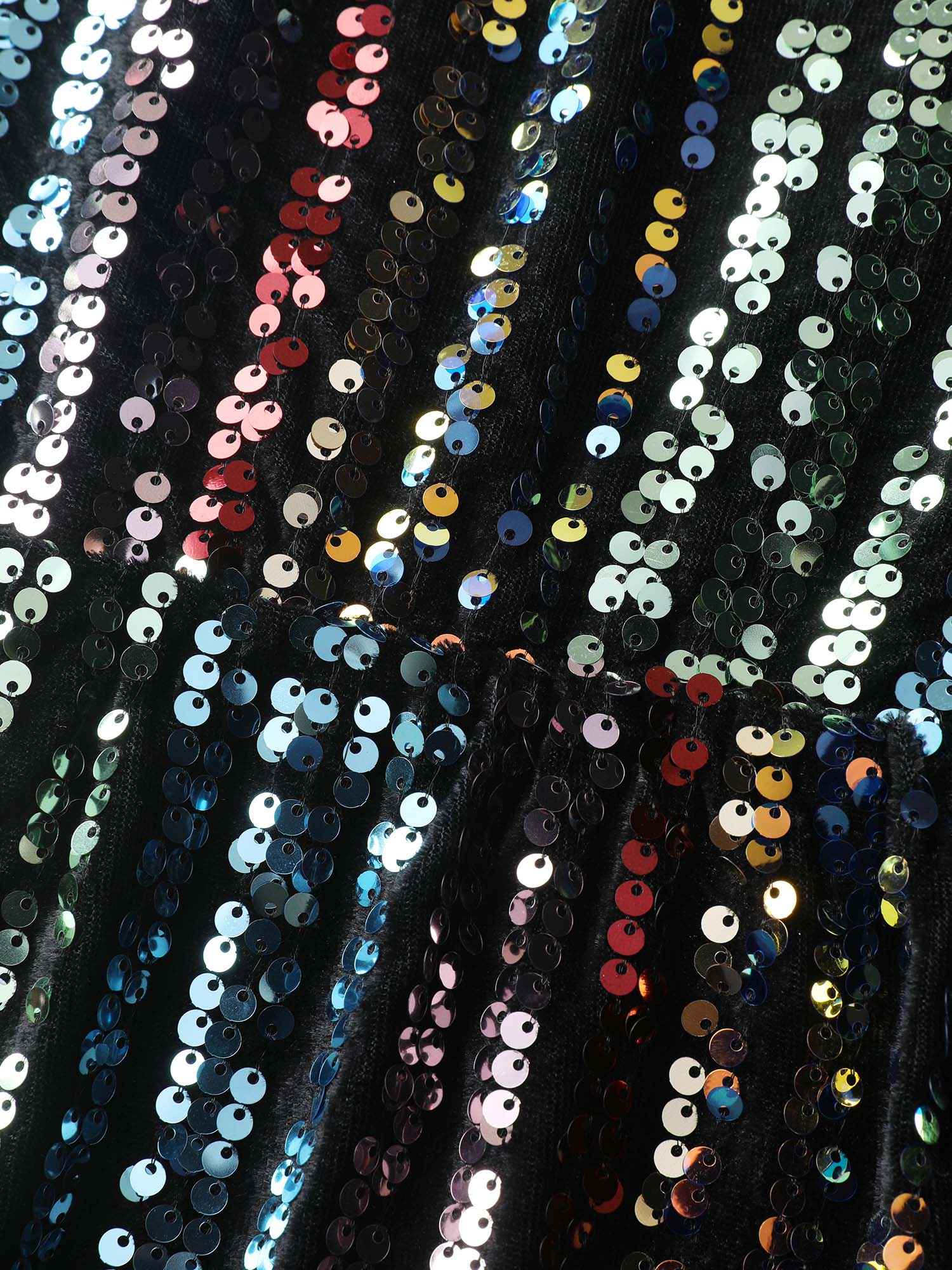 Shimmery Sequin Stripe Cinched-Waist Mini Dress