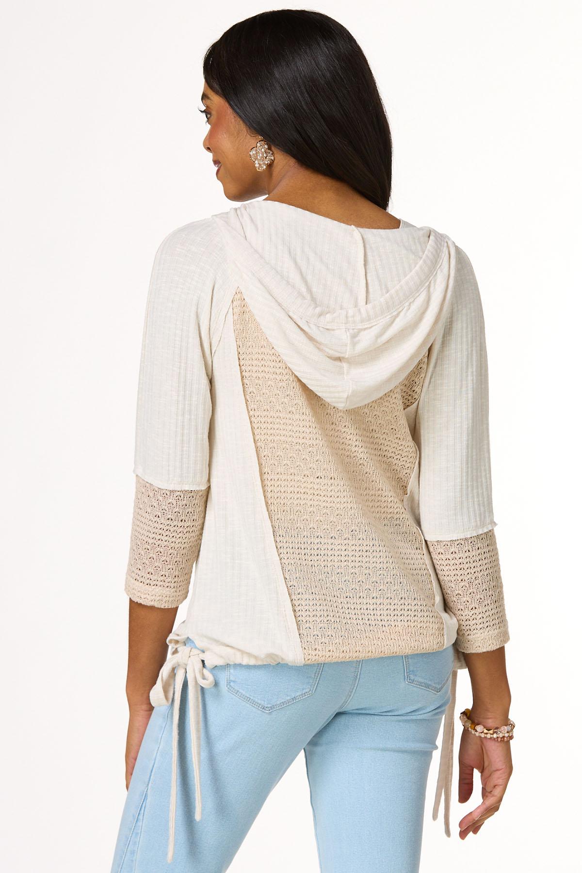 Open Knit Hooded Top