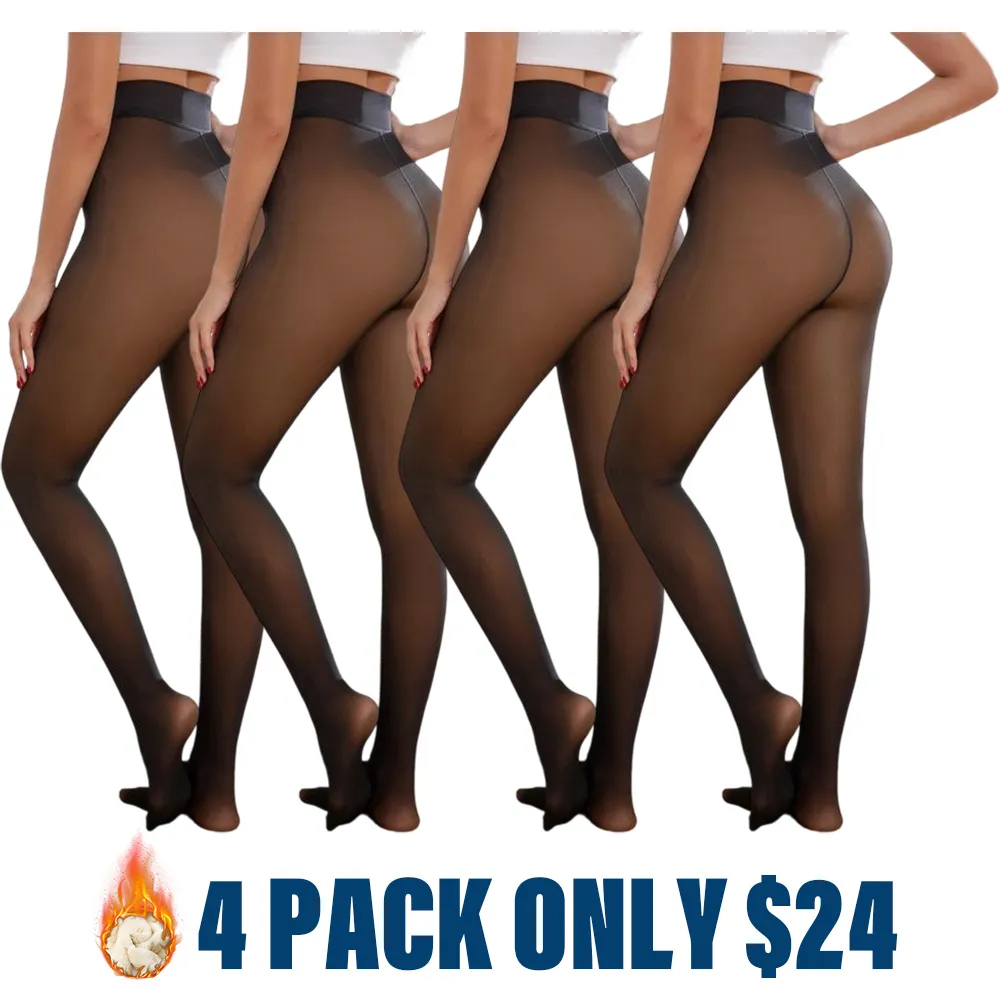 One-piece four-color fleece-lined women's pantyhose