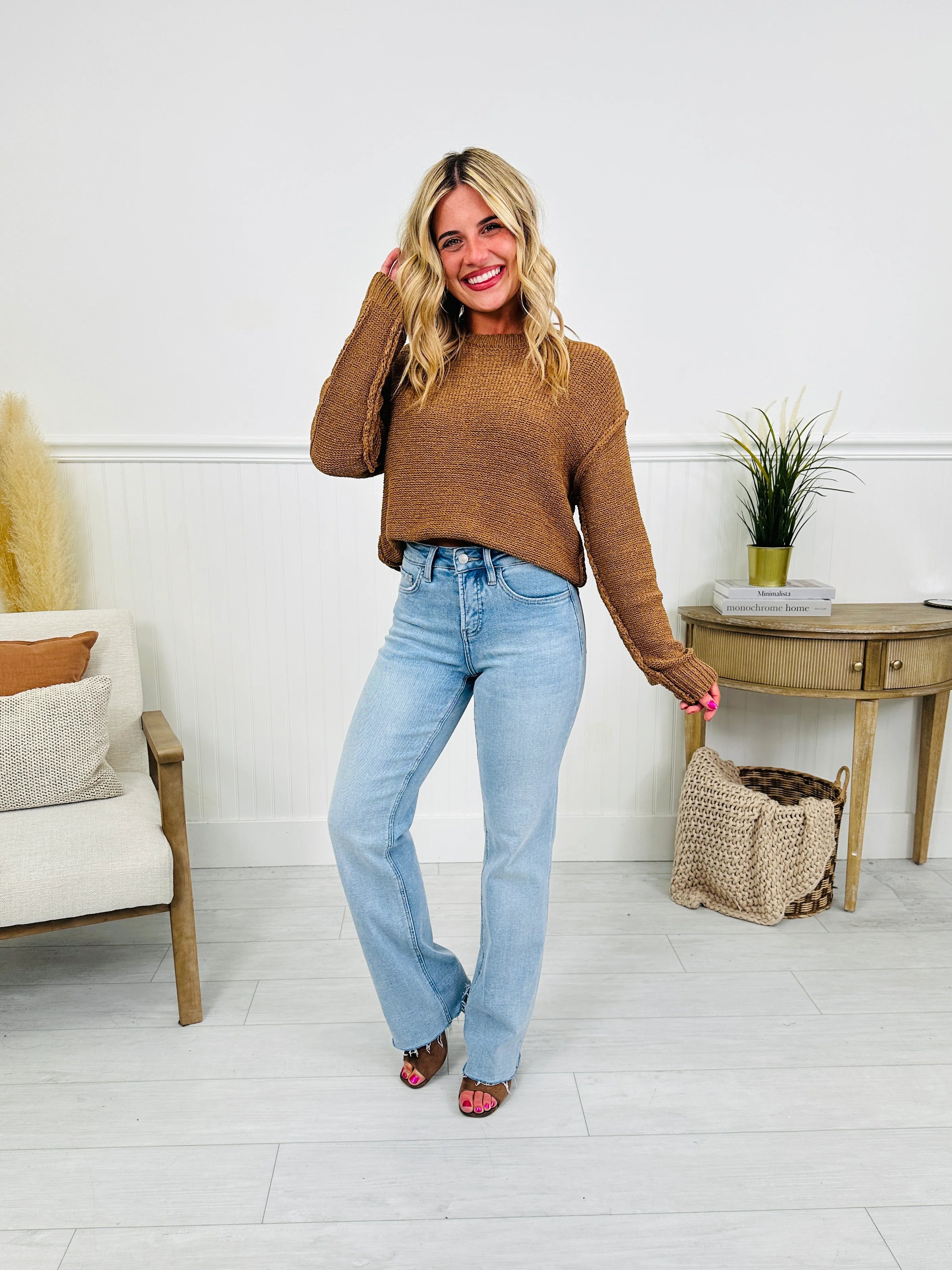 Feeling Brand New Slim Wide Leg Tummy Control Jeans