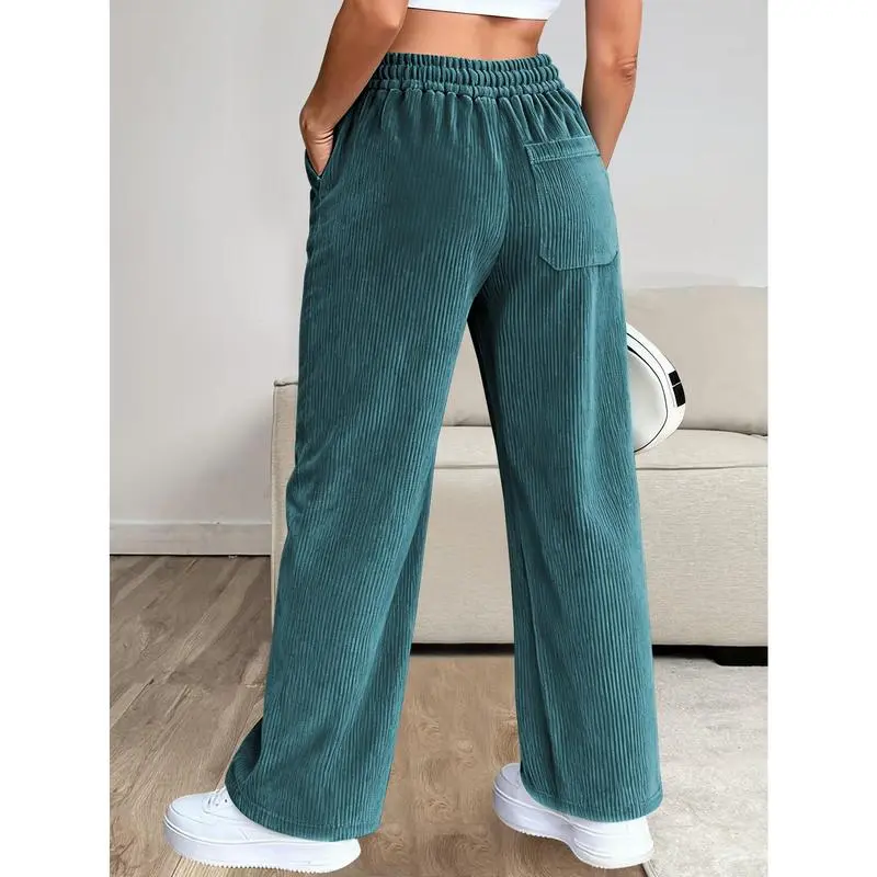 Women's Essential Corduroy Pants, Lightweight and Breathable with Back Pockets and Drawstring, Perfect for Versatile Occasions
