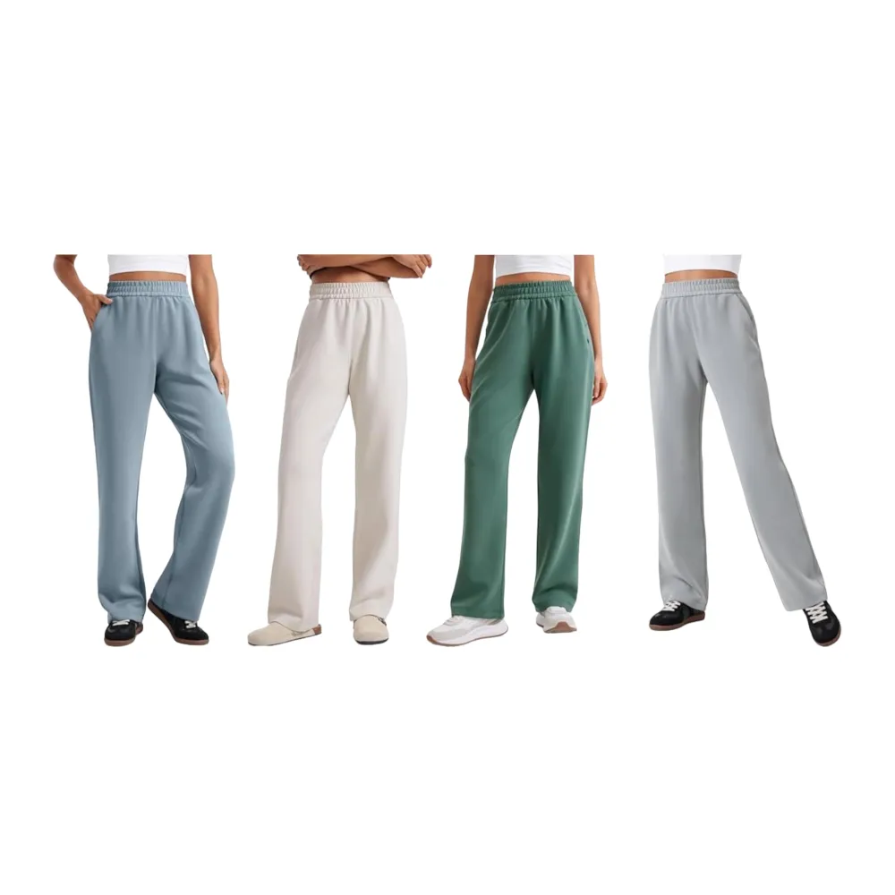 Women’s Casual Travel Pants – Wide Leg High Waisted Sweatpants with Pockets