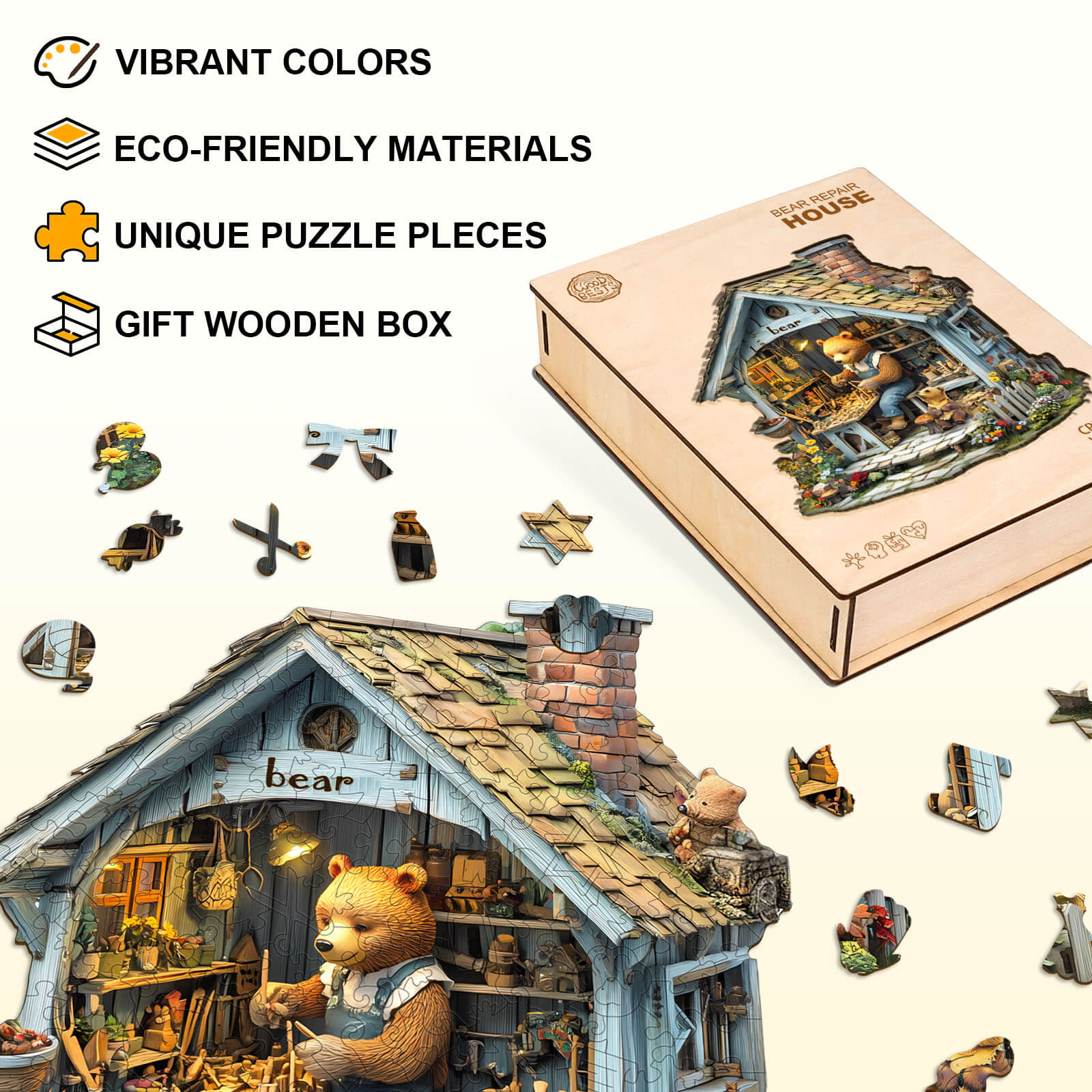 Bear Repair House Wooden Jigsaw Puzzle