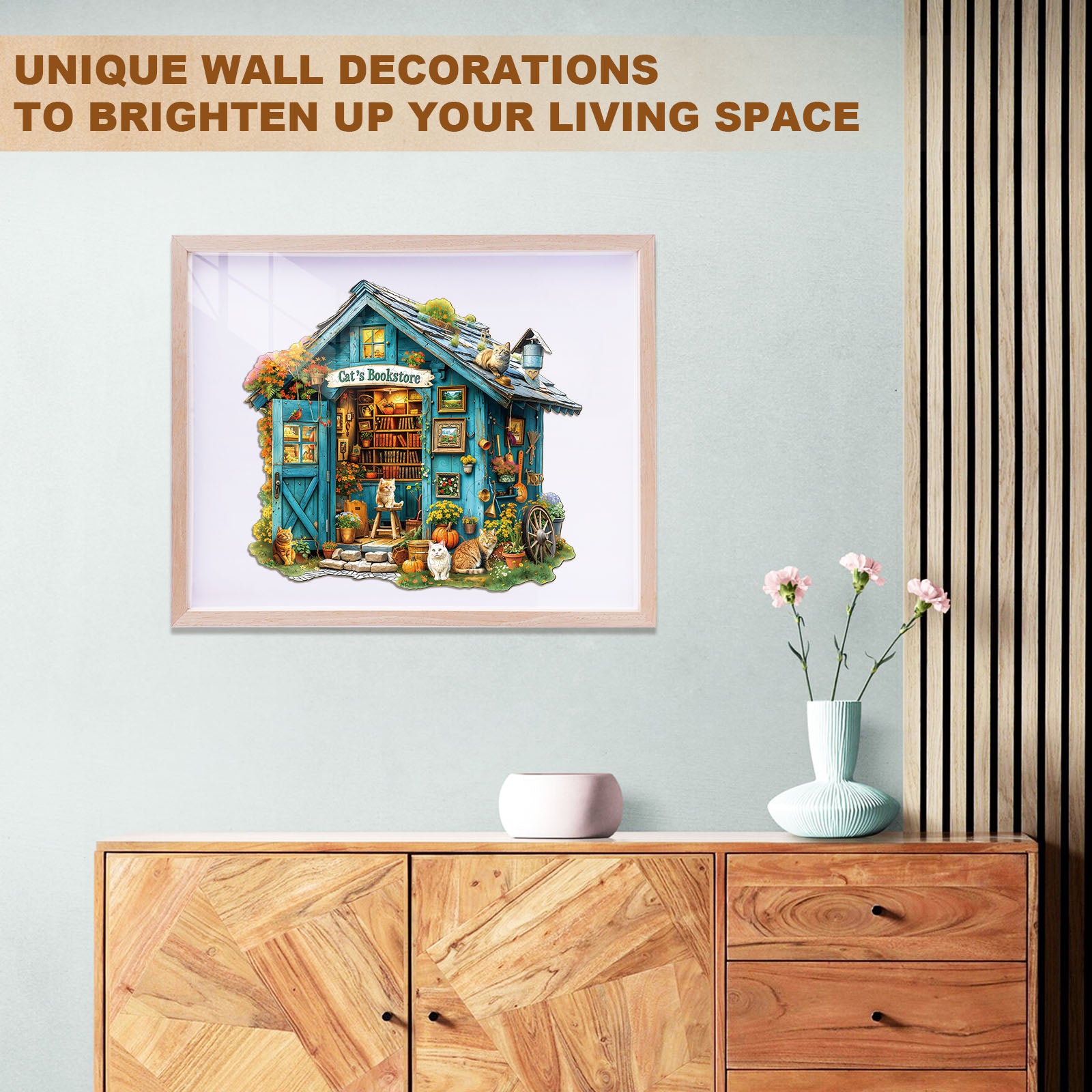 Cat's Bookstore Wooden Jigsaw Puzzle