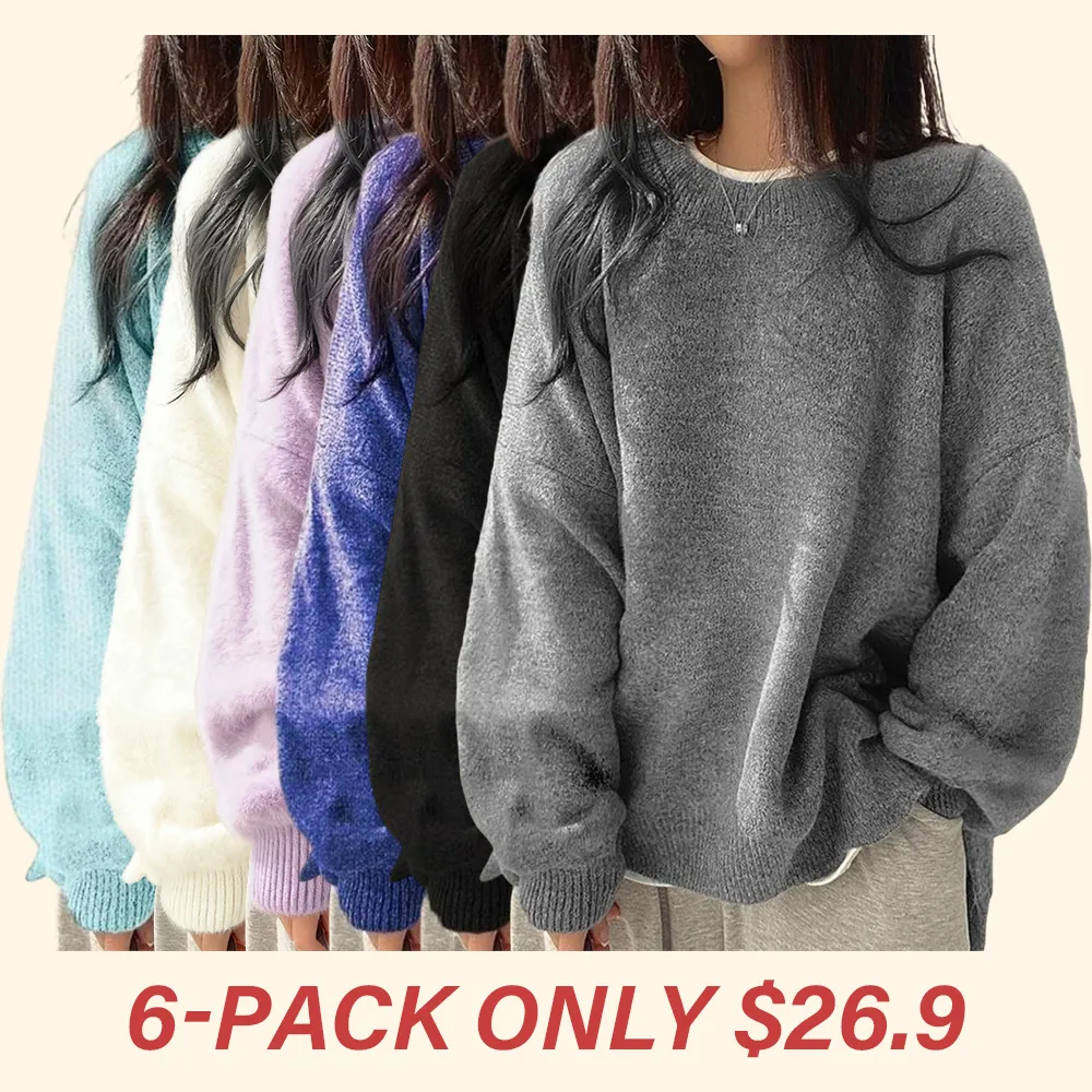 Women's drop-shoulder slit hem sweater