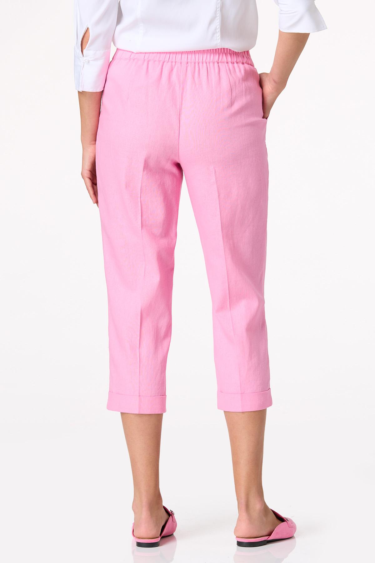 Pink Pleated Linen Dressy Pants