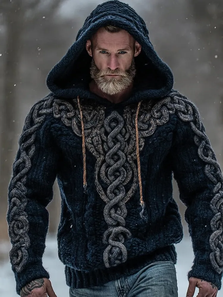 Men's Viking Style Contrasting Color Warm Sweater