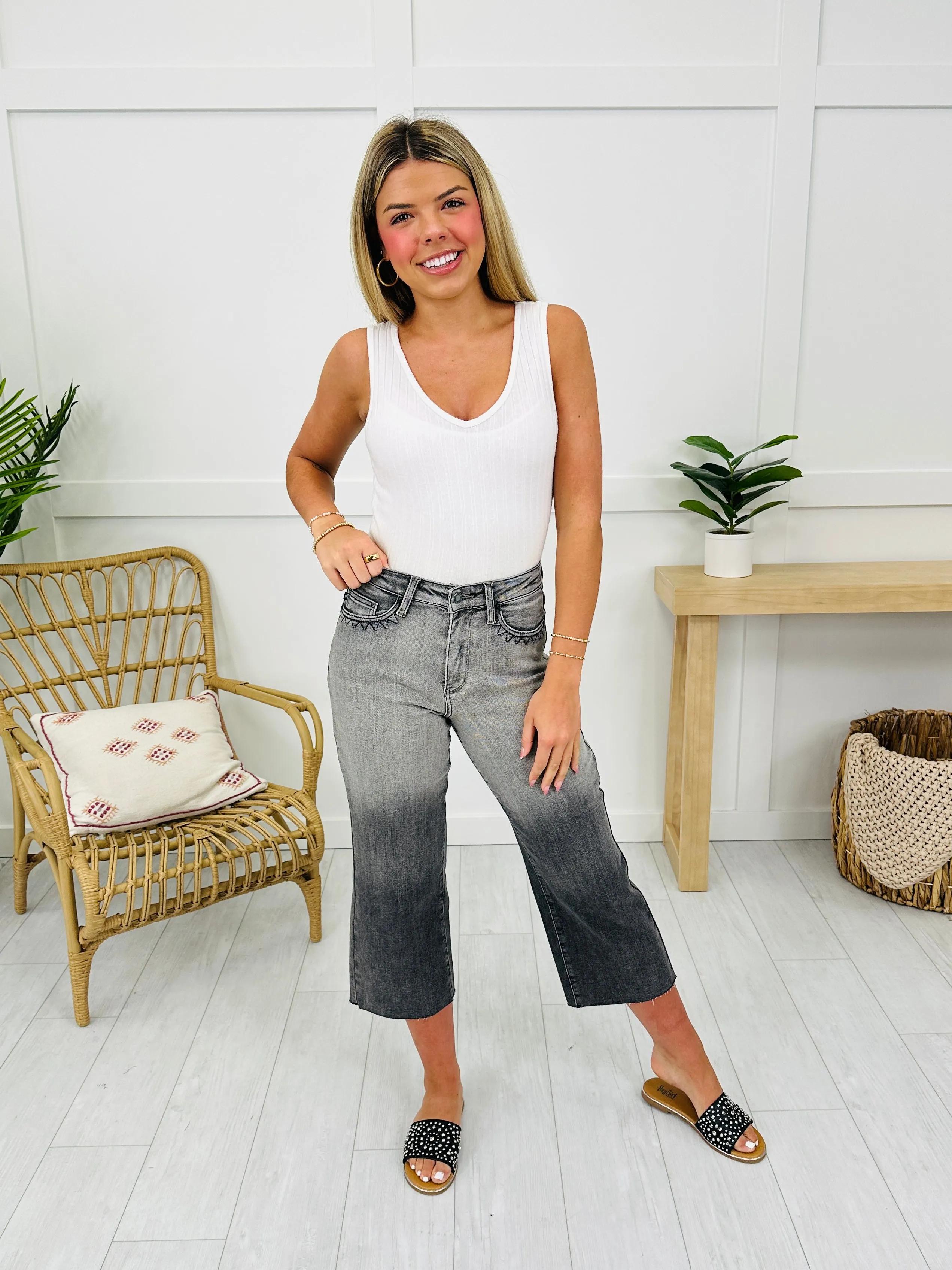 Judy Blue Pocketful of Charm Cropped Wide Leg Jeans