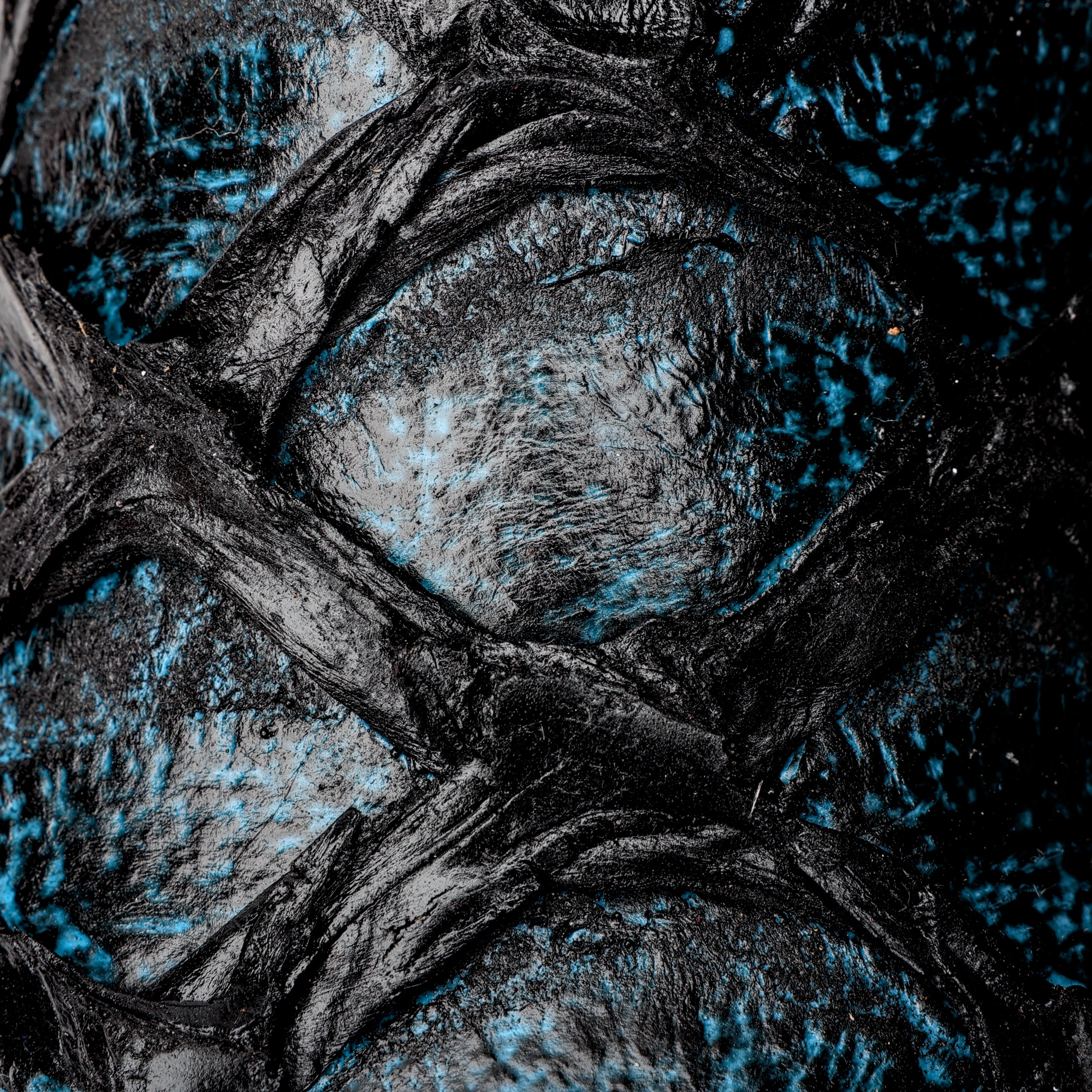 Midnight Blue Jumbo Pirarucu Leather Boots - Square Toe