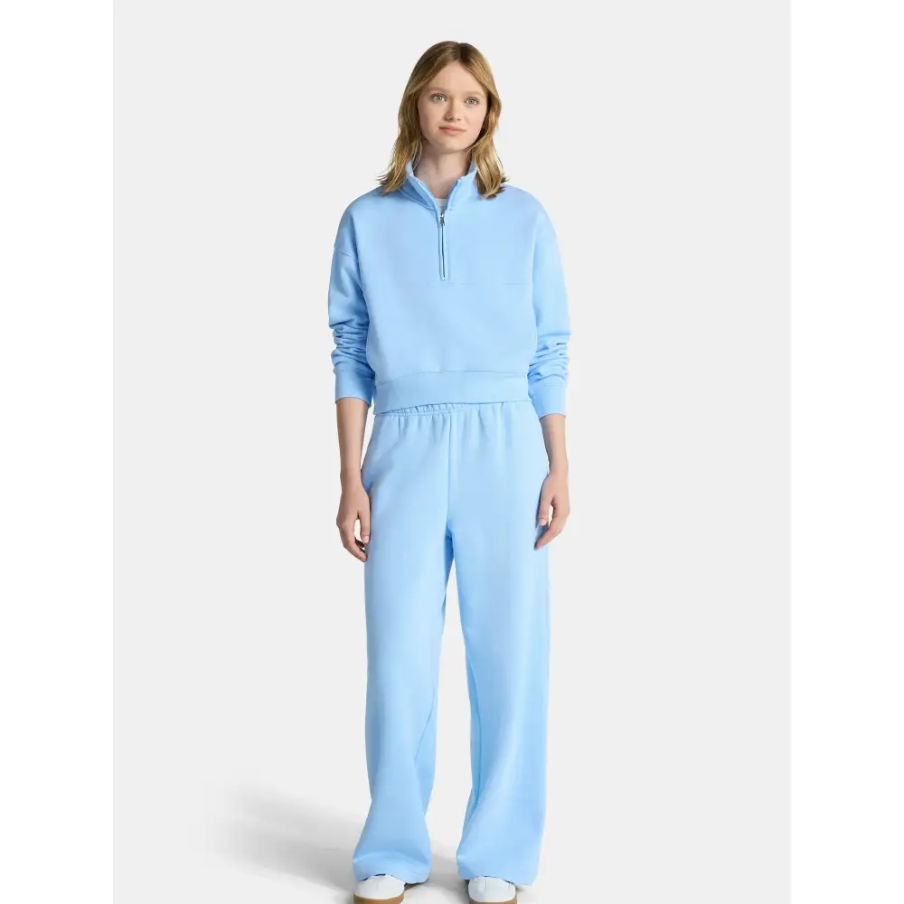 Women’s 2-Piece Set – Half Zip Sweatshirt & Wide Leg Pants