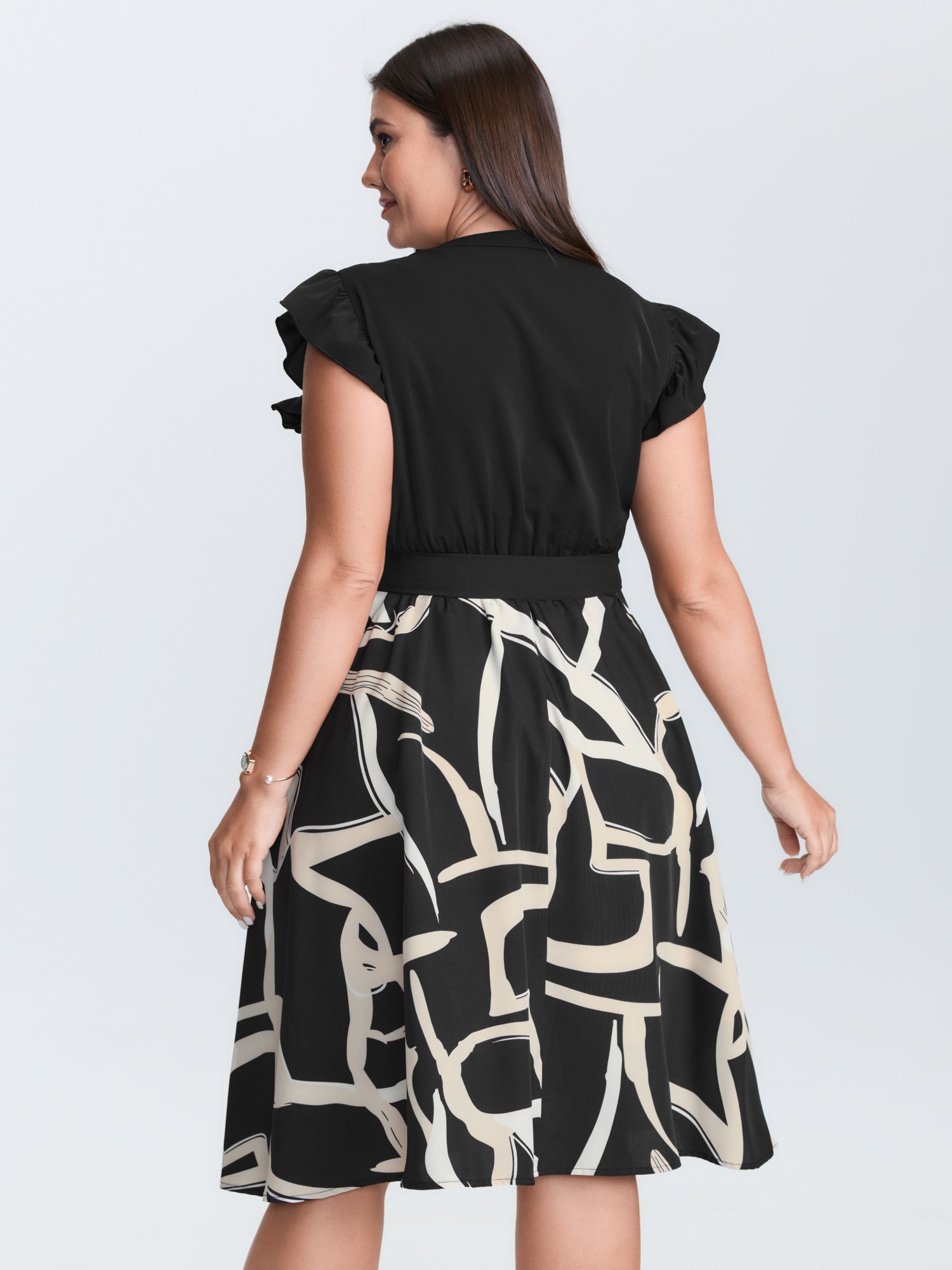 Geometric Print Color Contrast Mini Dress