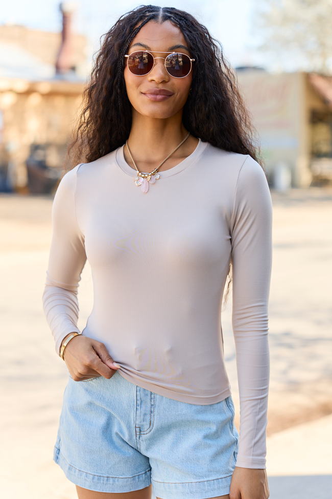 Andie Taupe Long Sleeve Tee