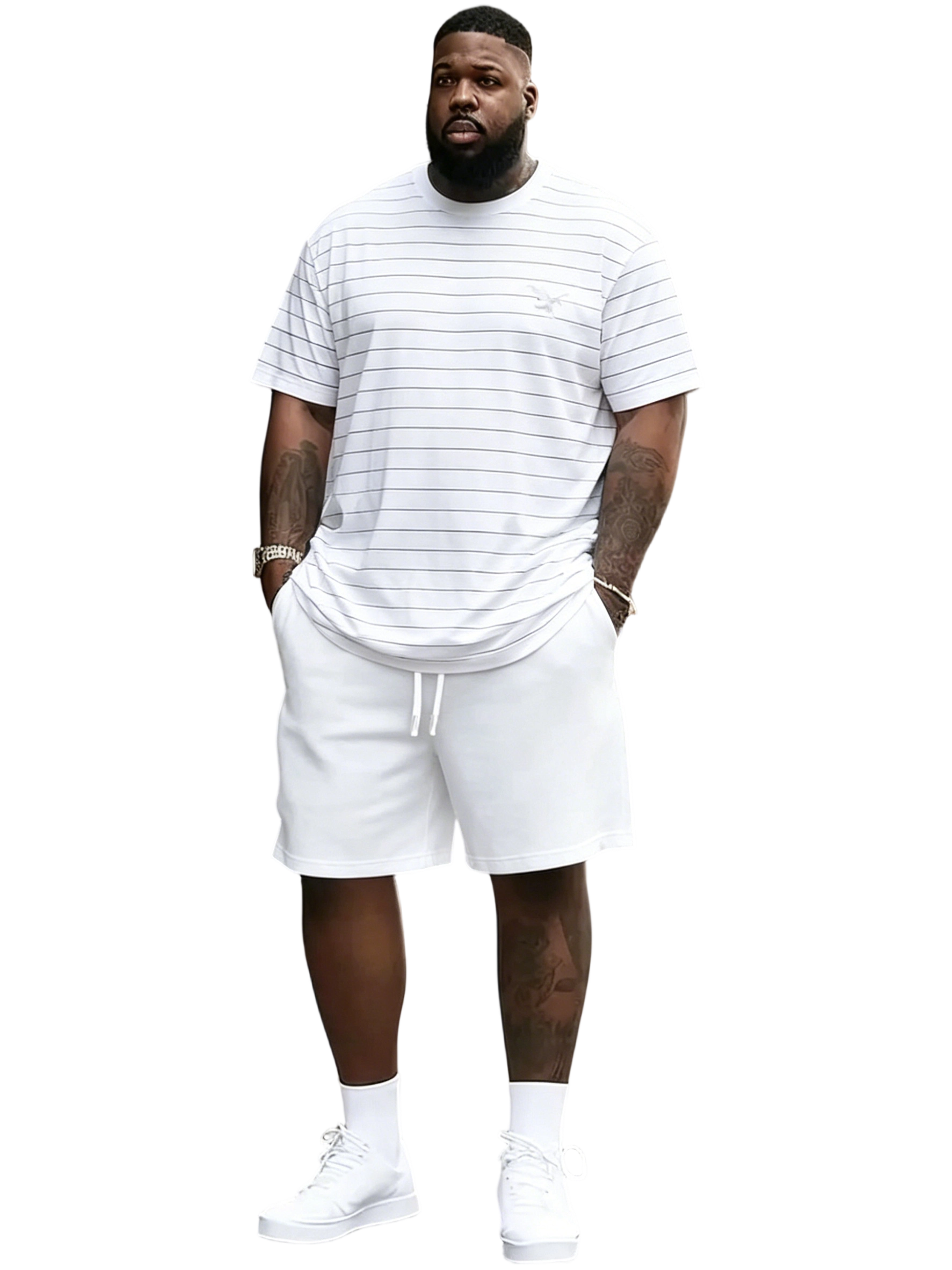 Men's Summer Casual Sportswear Set, Breathable 3D Print Round Neck T-Shirt and Shorts