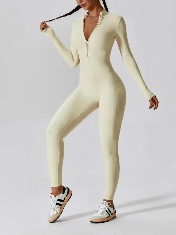Women All-Season Zip Sports Yoga Jumpsuit