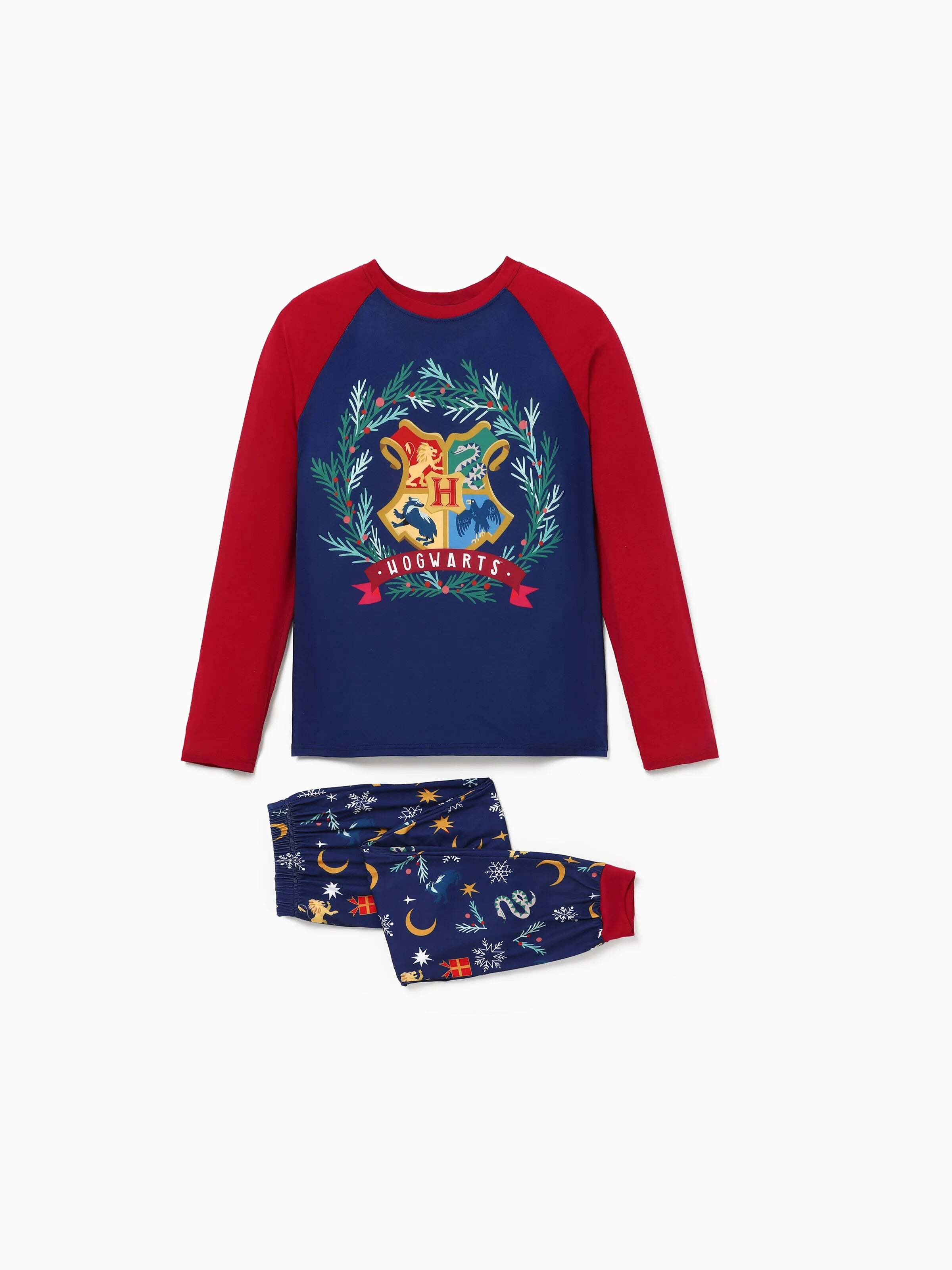 Christmas Family Matching Hogwarts Print Pajamas Sets with Christmas Socks